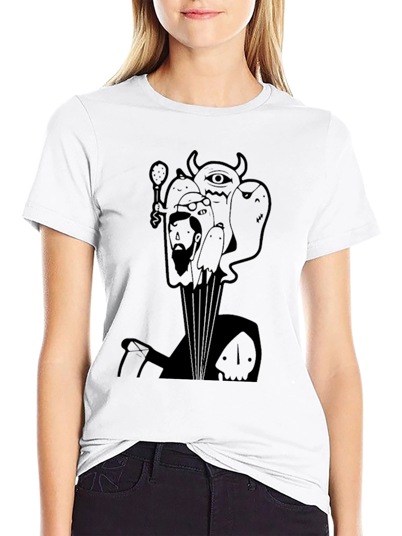 Black Humorous Graphic Print Black T-Shirt view 9