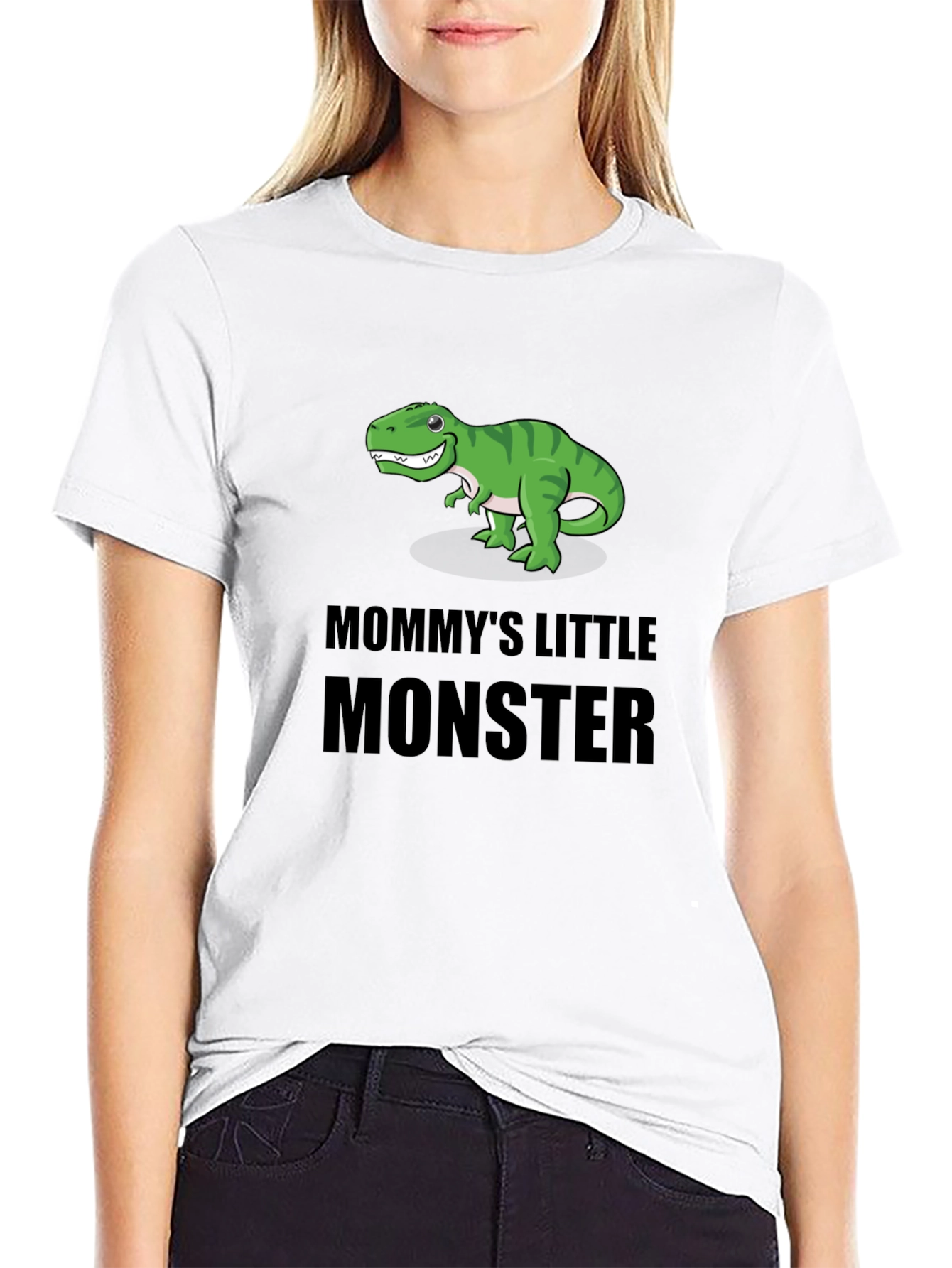 Black Mommy's Little Monster Dinosaur T-Shirt view 9