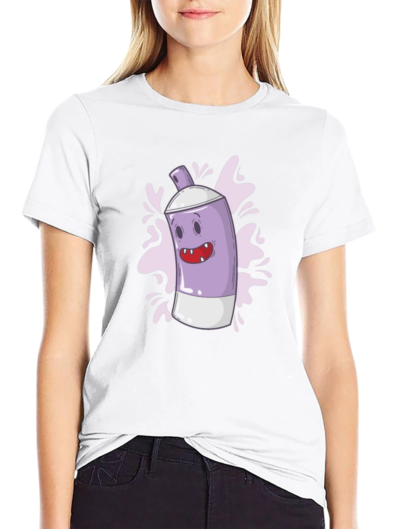 Black Funky Spray Can Graphic Tee - Cool Cartoon Design view 9