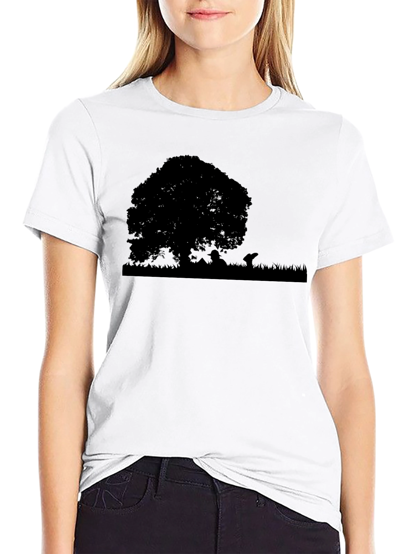 Black Silhouette Tree Graphic Tee - Black view 9