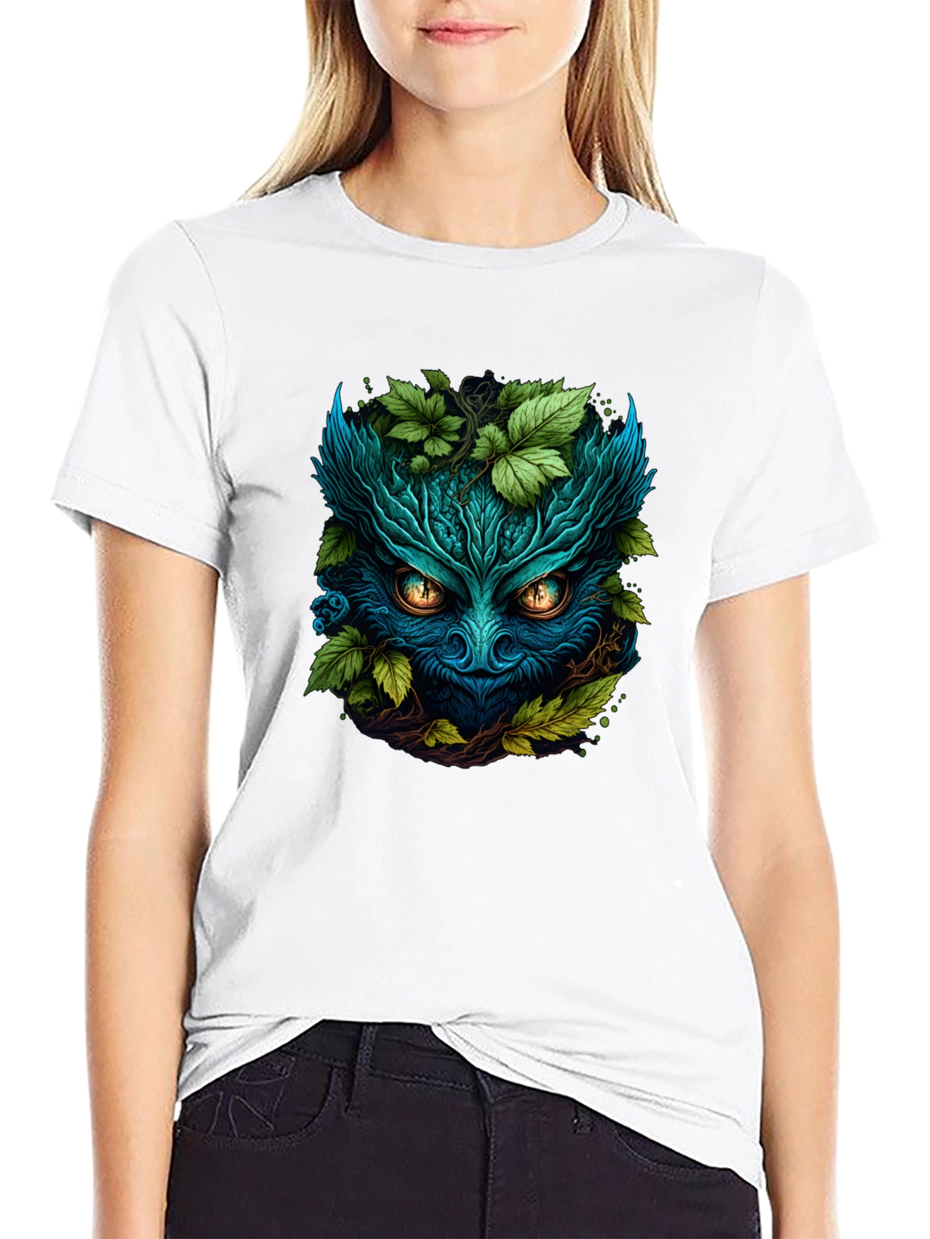 Black Mystic Green Spirit T-Shirt - Nature Inspired Tee view 9
