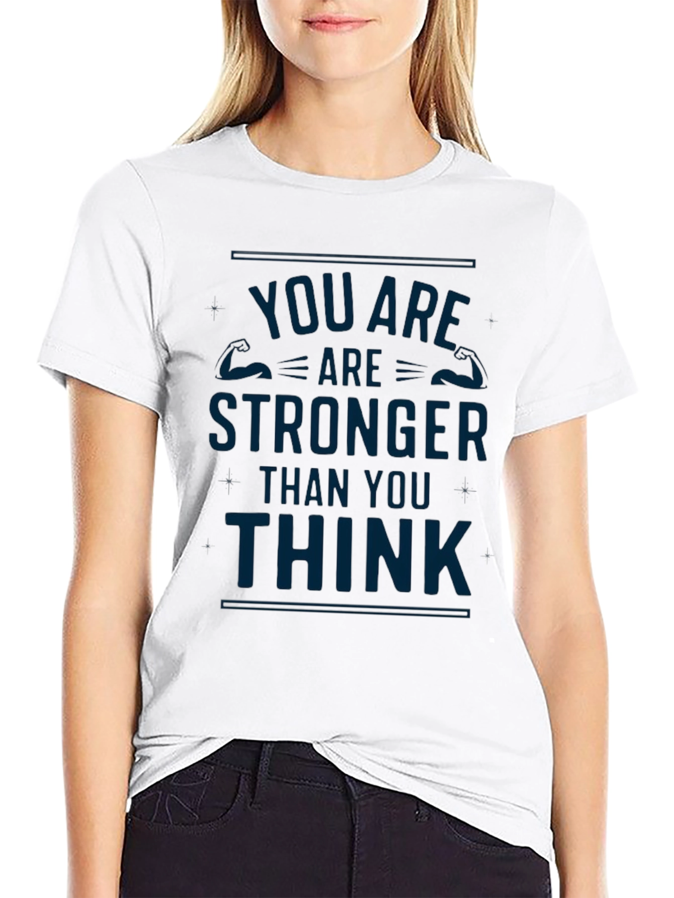 Black Motivational 'You Are Stronger Than You Think' Black T-Shirt view 9