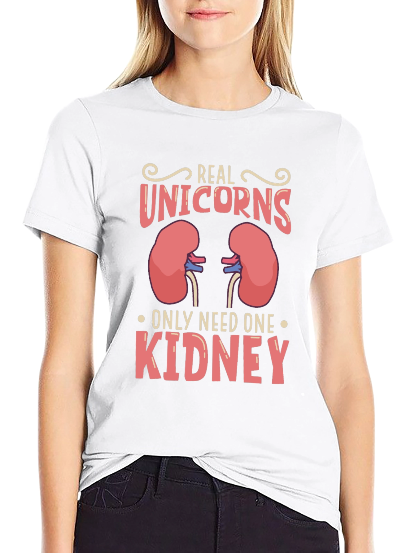 Black Real Unicorns Only Need One Kidney Graphic Tee view 9