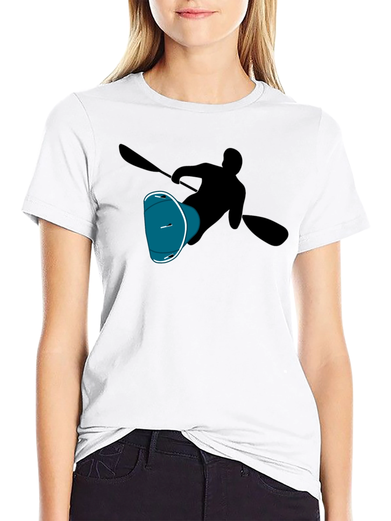 Black Kayaker Silhouette Tee - Black Cotton T-Shirt view 9