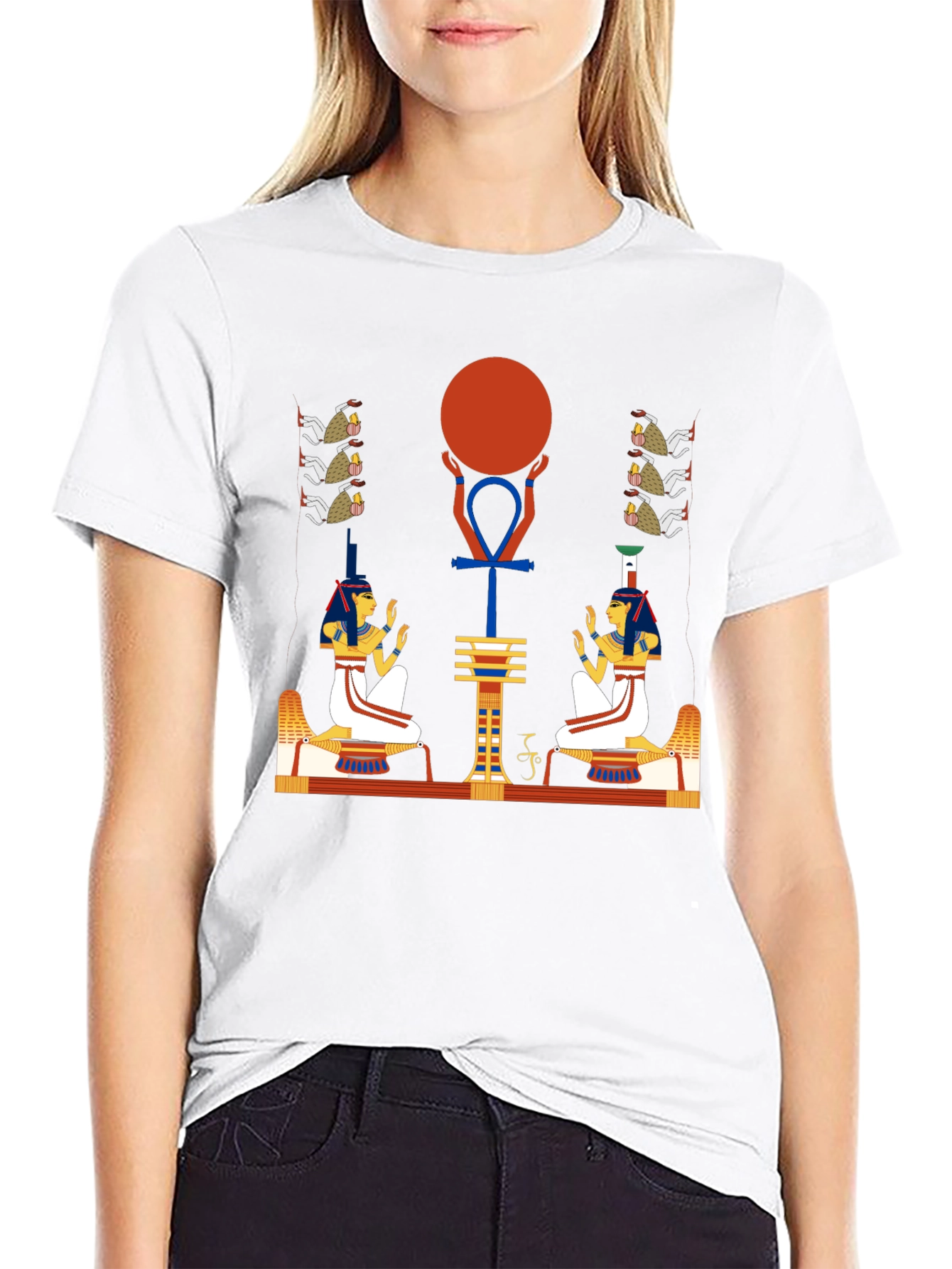 Black Egyptian Design Graphic T-Shirt view 9