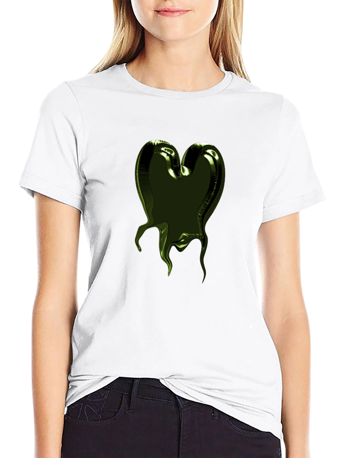Black Olive Green Heart Balloon Graphic Tee - Men's view 9