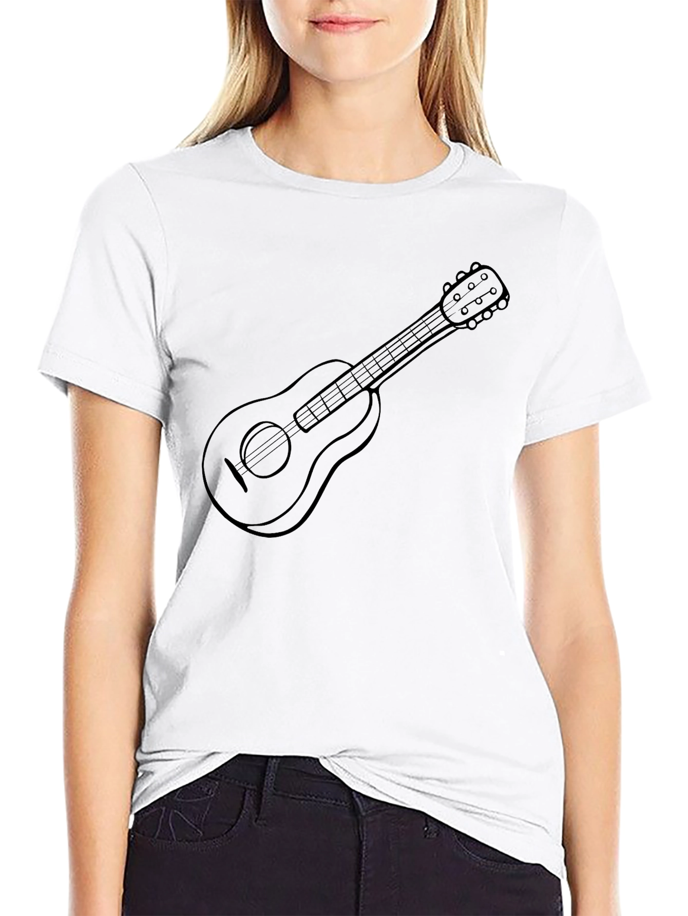 Black Guitar Graphic Tee - Black Casual T-Shirt view 9