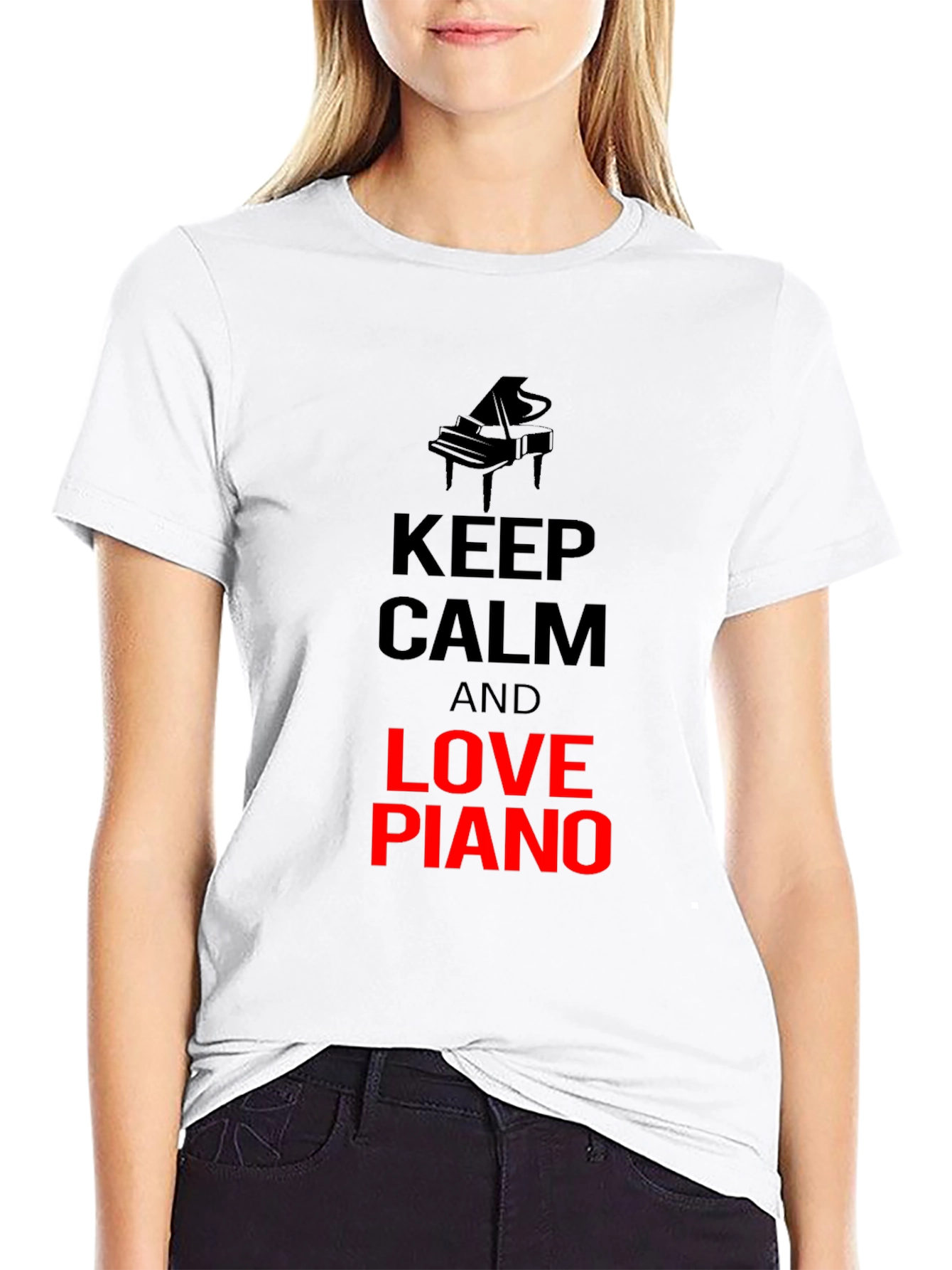 Black Keep Calm and Love Piano T-Shirt view 9