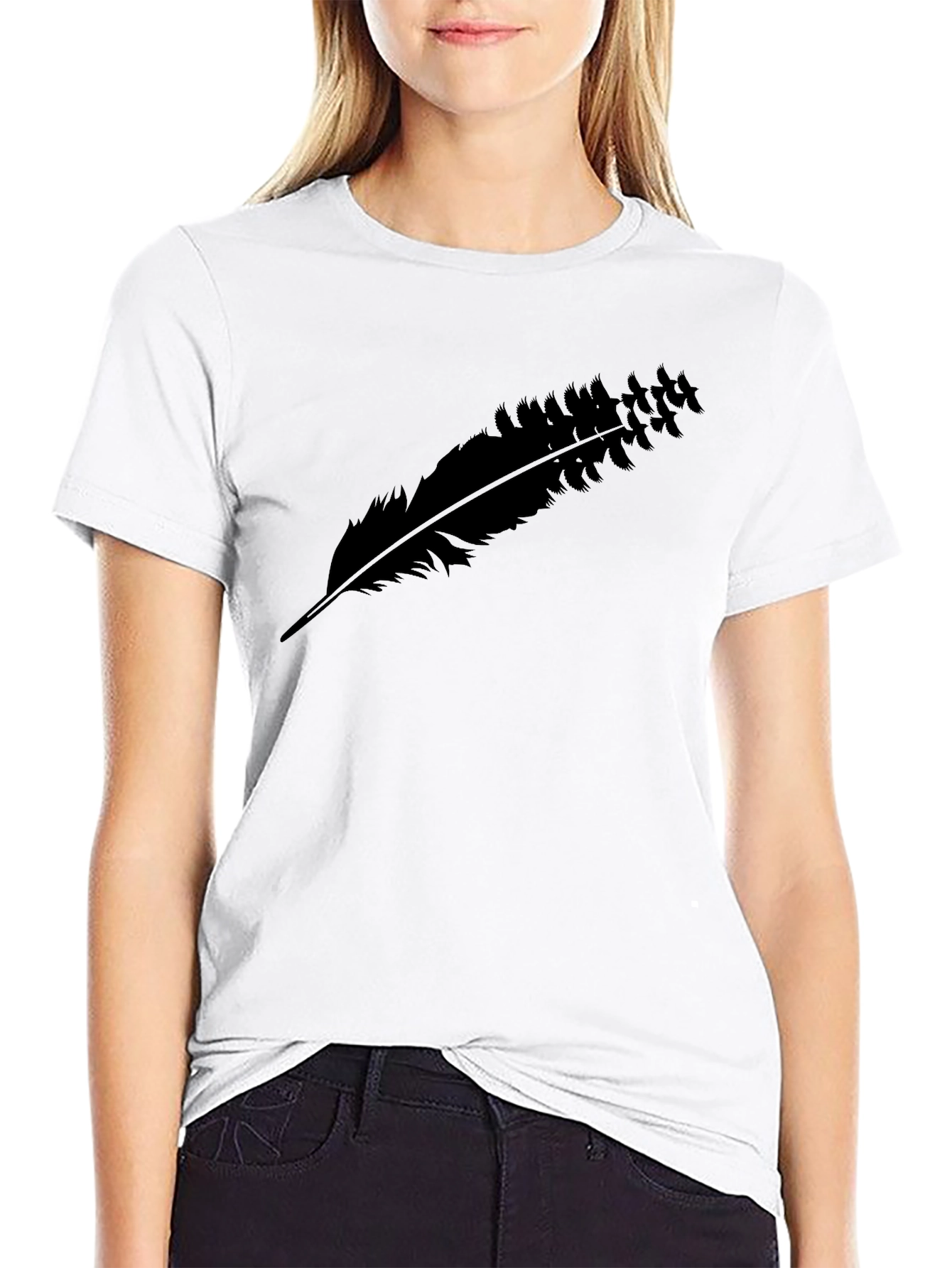 Black Black Feather Graphic Tee - Casual Comfort view 9