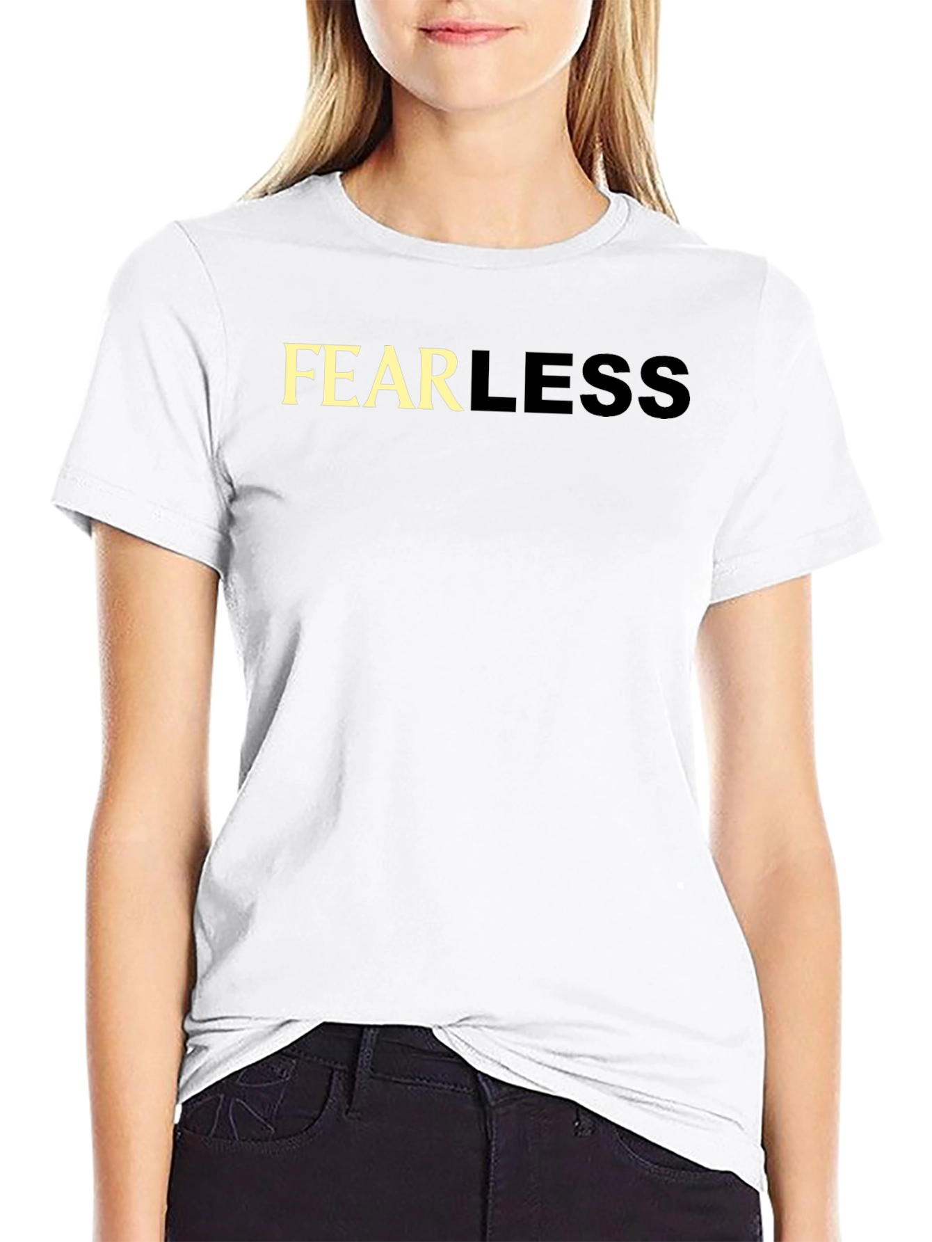 Black Fearless Graphic Tee - Black Cotton Casual T-Shirt view 9