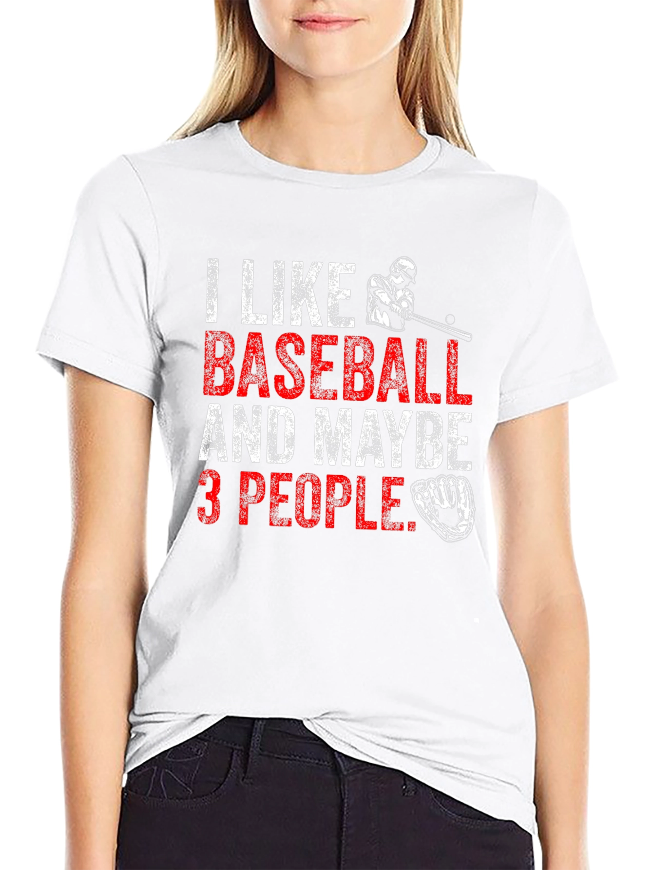 Black I Like Baseball & Maybe 3 People Black T-Shirt view 9