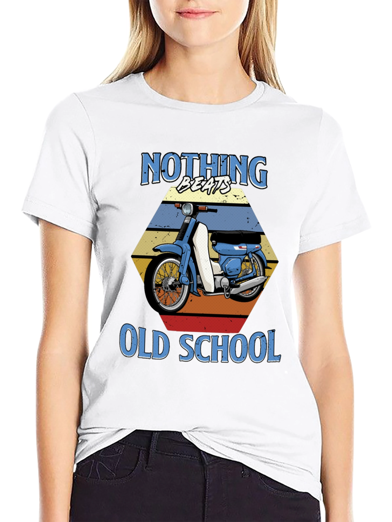 Black Nothing Beats Old School Motorcycle T-Shirt view 9