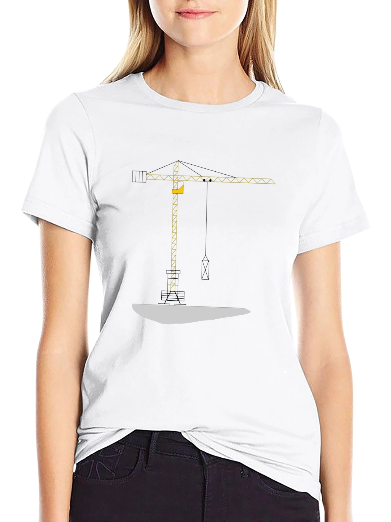 Black Construction Crane Graphic Tee - Black Crew Neck view 9