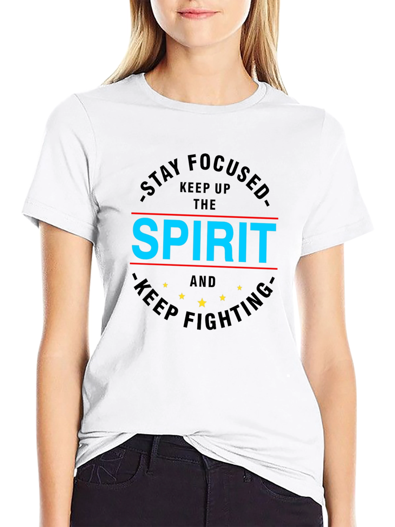 Black Stay Focused - Spirit Graphic Print T-Shirt view 9