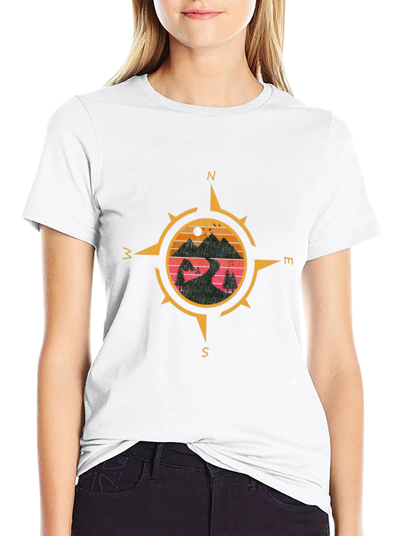 Black Compass Graphic T-Shirt - Adventure Awaits view 9