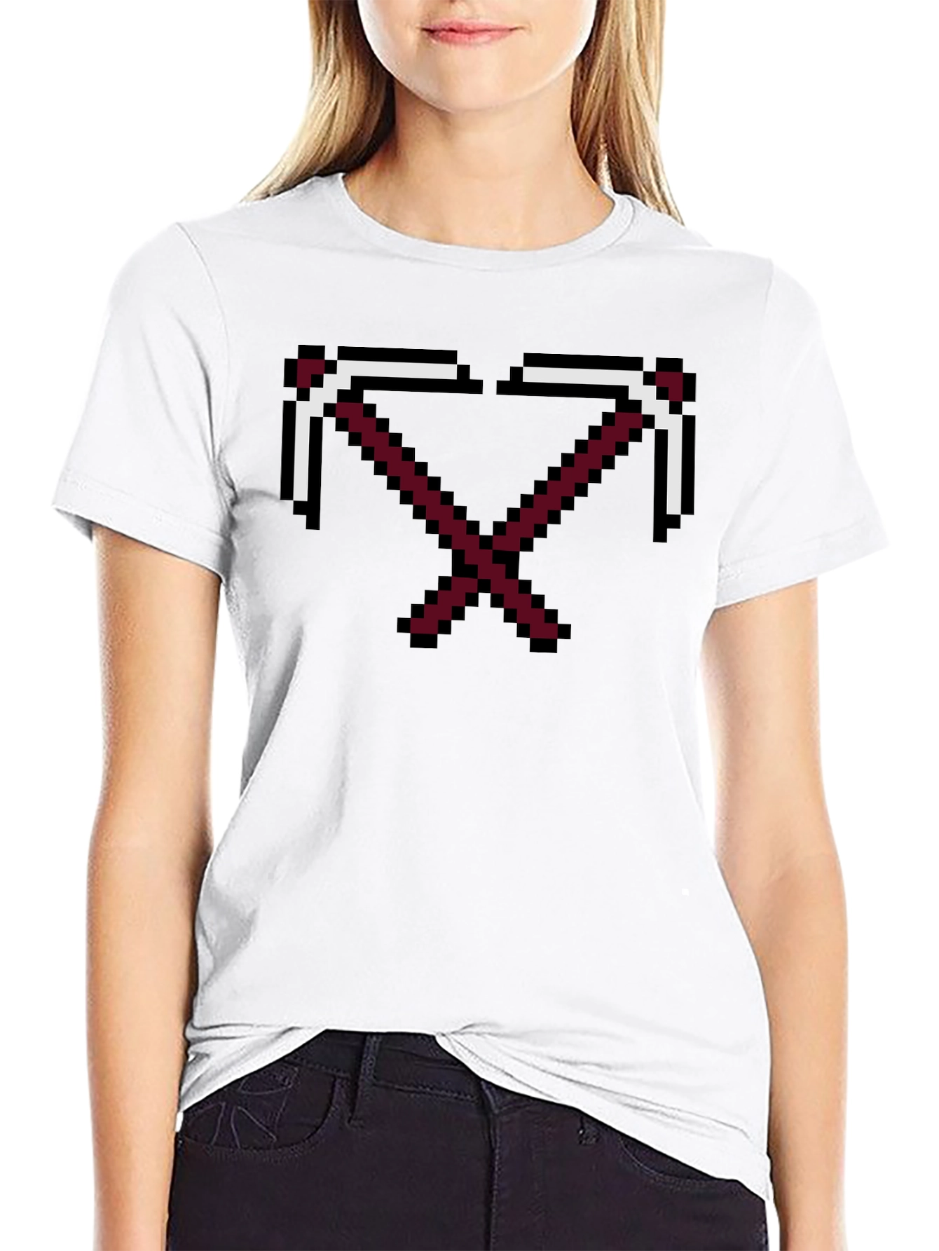 Black Pixelated Pickaxe T-Shirt - Gamer Style Tee view 9