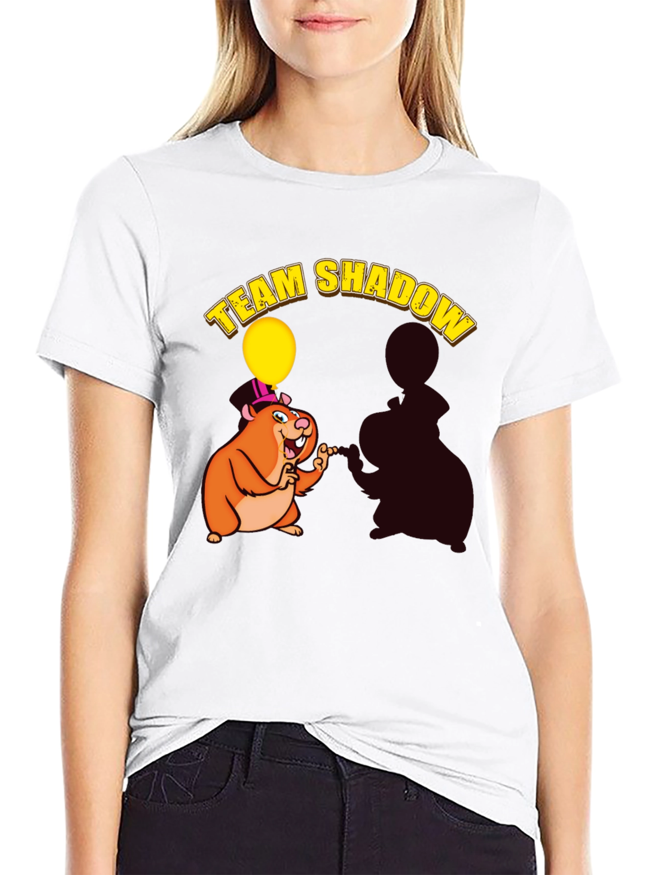 Black Team Shadow T-Shirt - Cute Hamster Design view 9