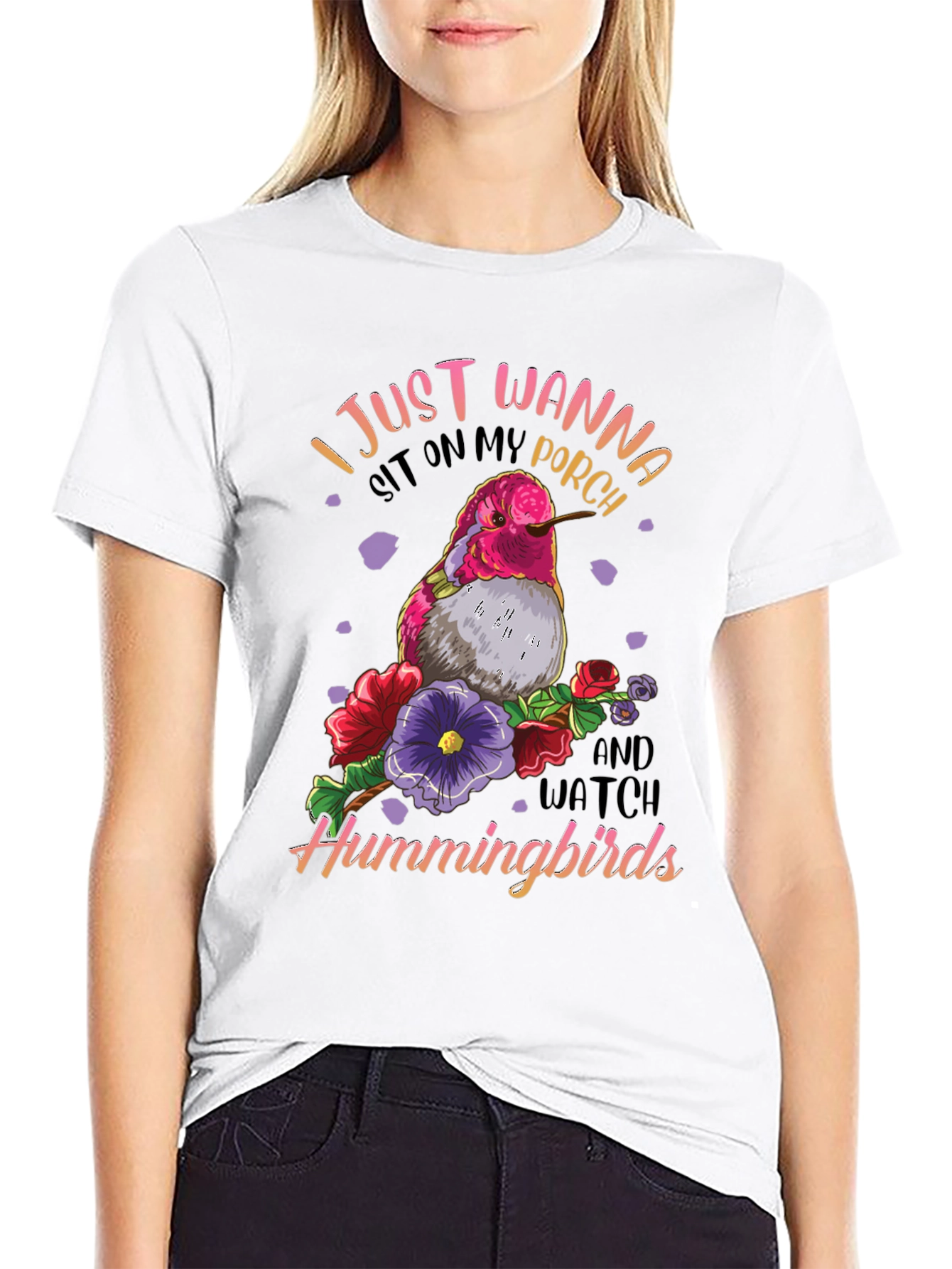 Black Hummingbird Graphic T-Shirt - Porch Sitting Tee view 9