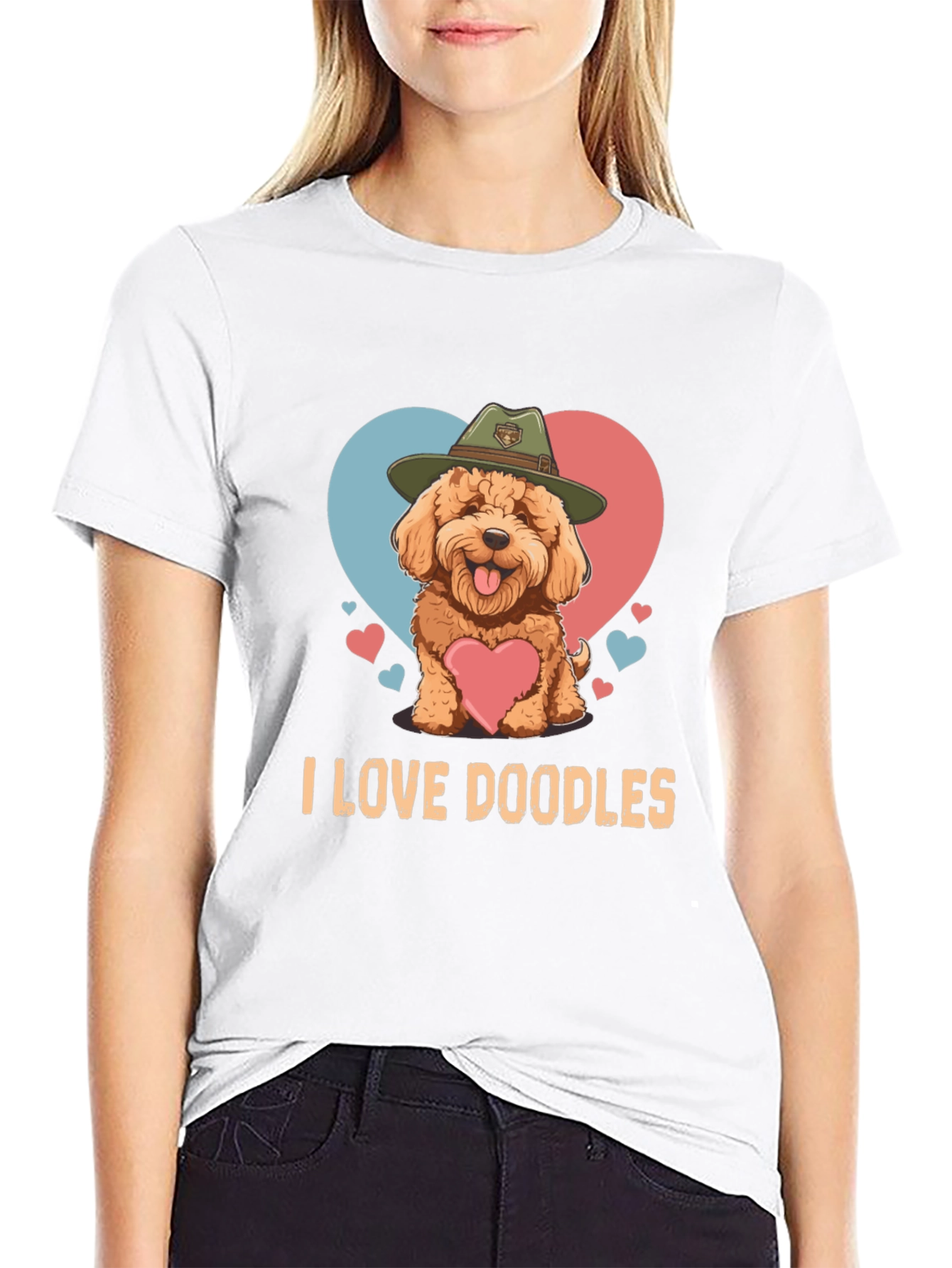 Black I Love Doodles T-Shirt - Cute Dog Design view 9