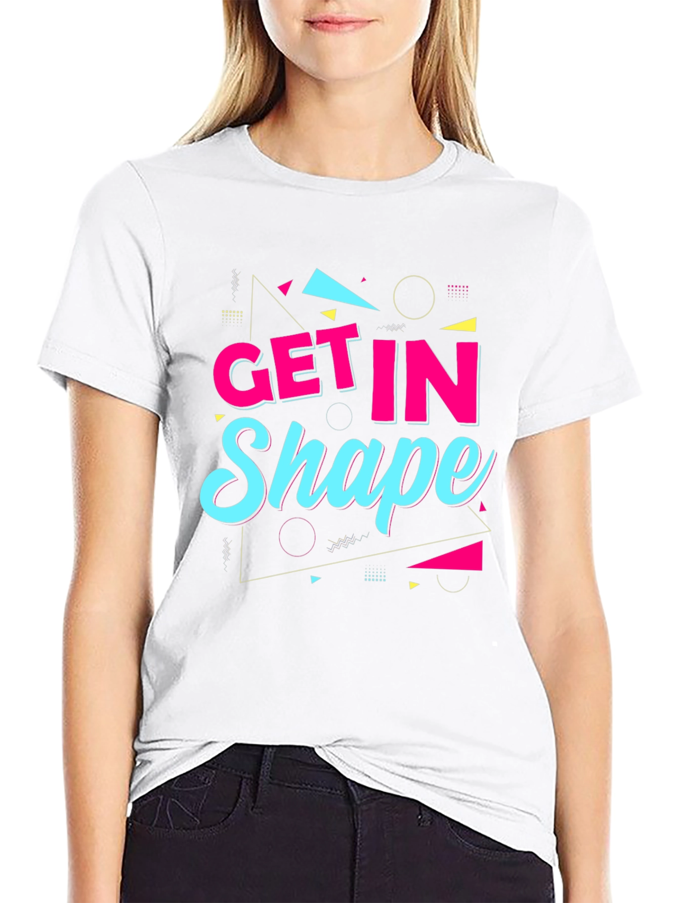 Black Get In Shape Graphic Tee - Retro Design Black Shirt view 9