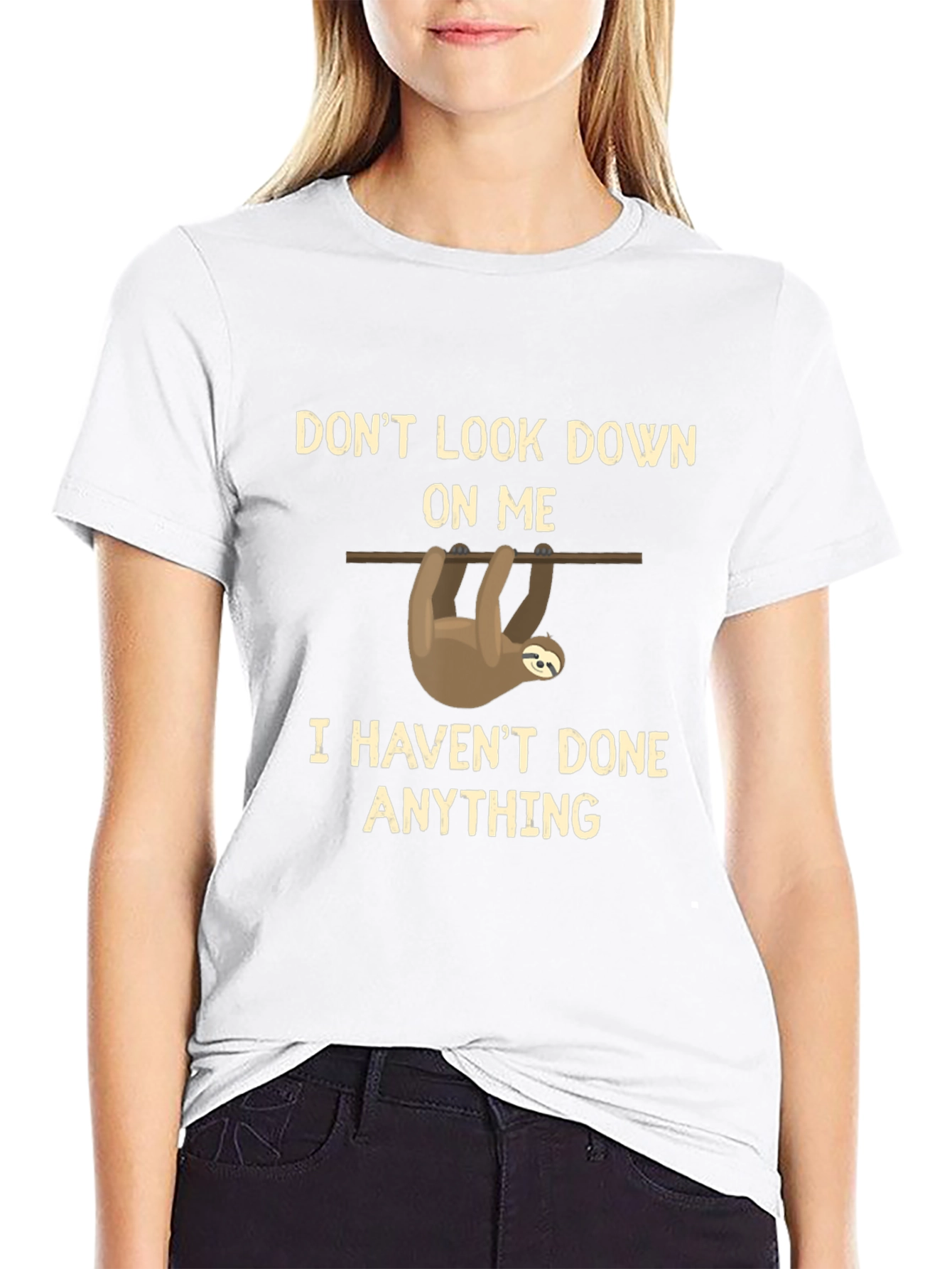 Black Sloth Graphic T-Shirt: Don't Look Down On Me view 9