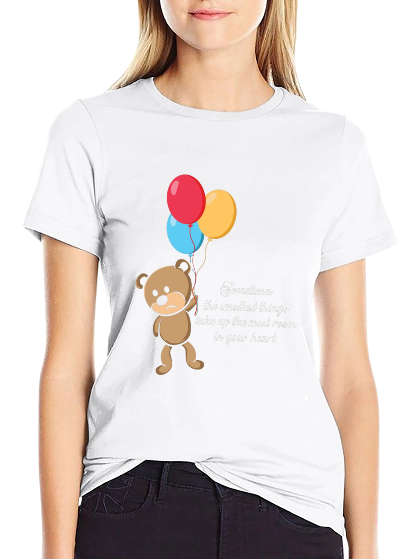 Black Sad Bear Balloons Graphic T-Shirt view 9