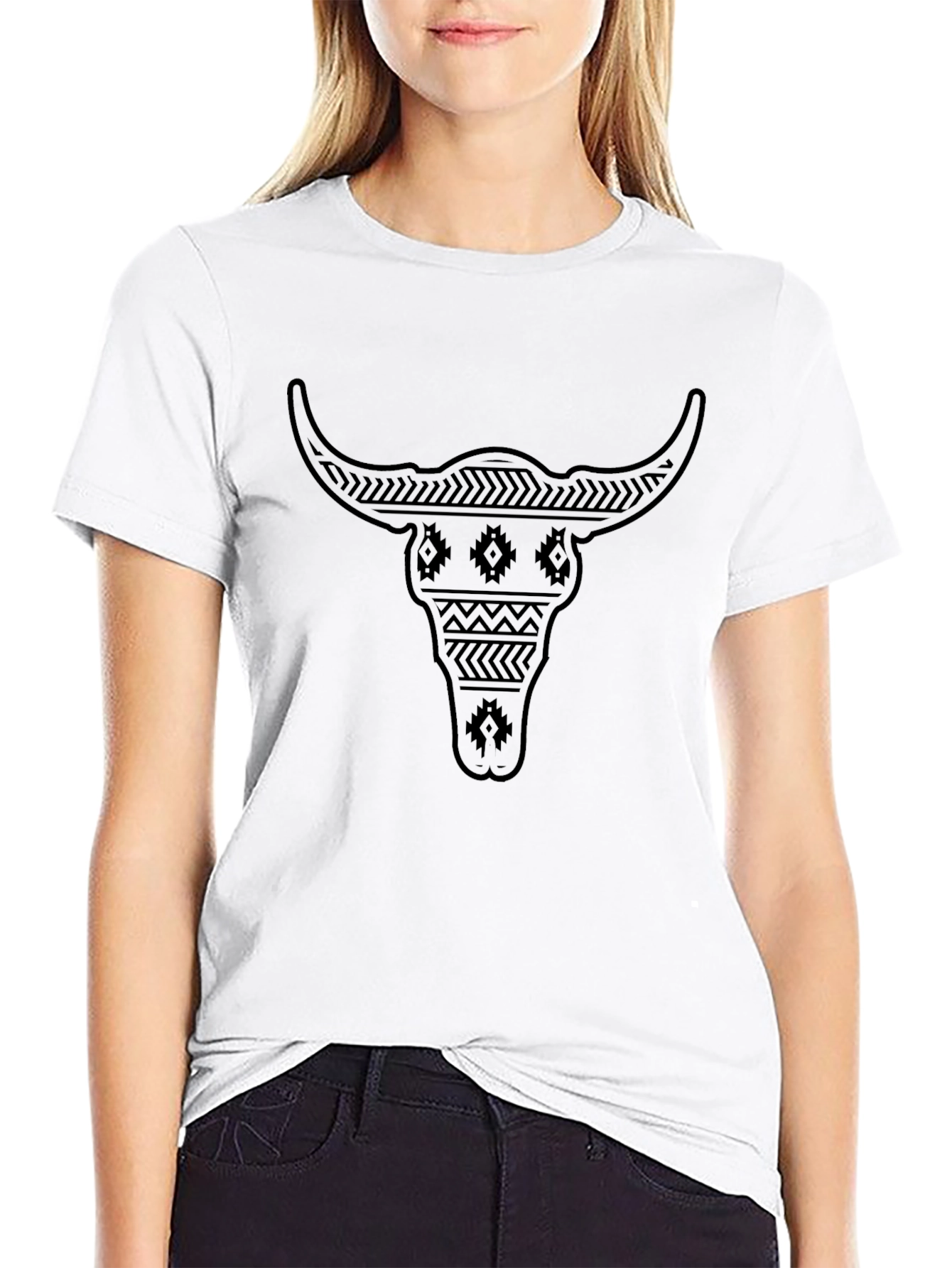 Black Tribal Bull Skull Graphic Tee - Modern Menswear view 9