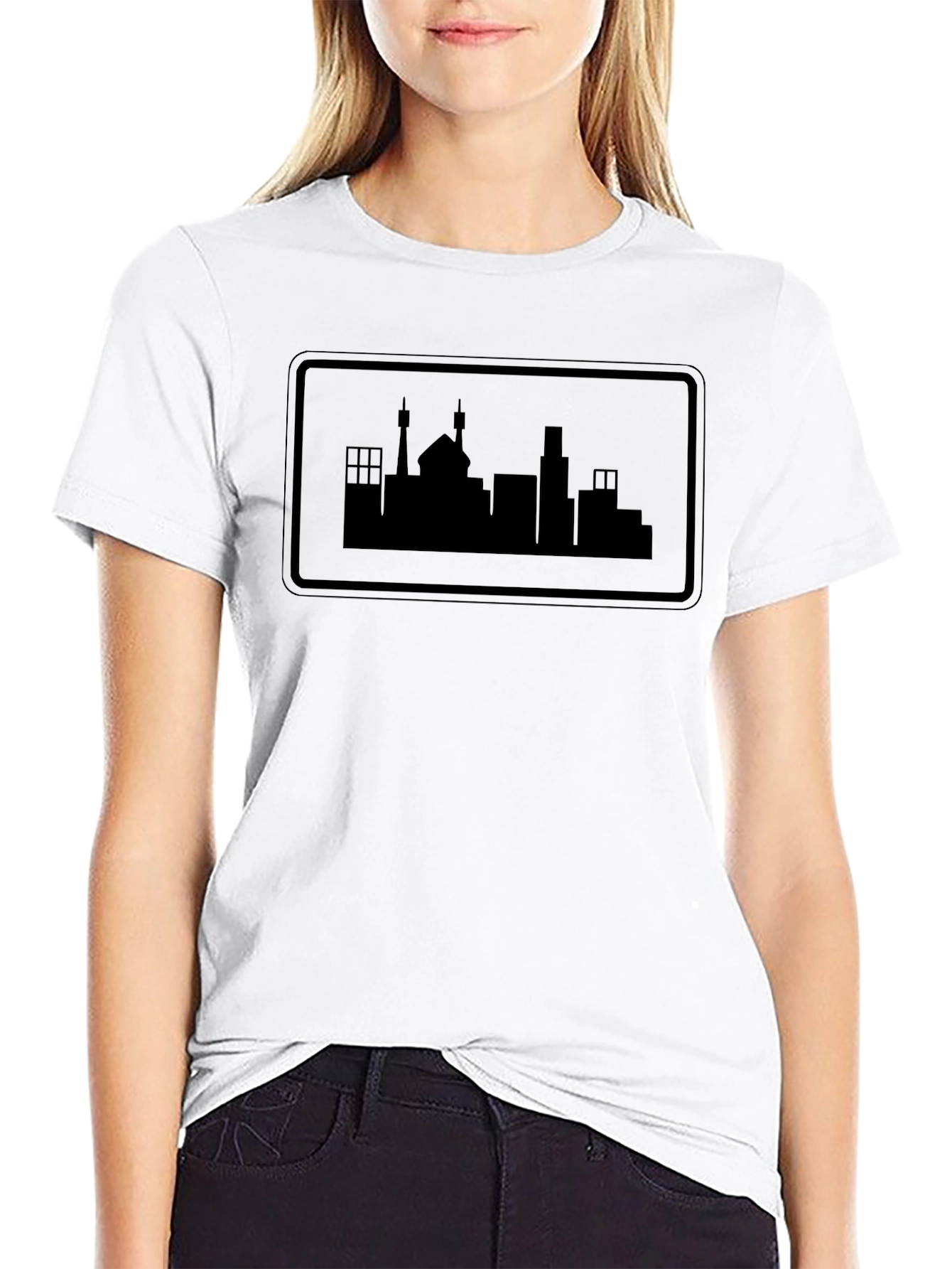 Black Cityscape Silhouette Graphic Tee - Modern Urban Style view 9