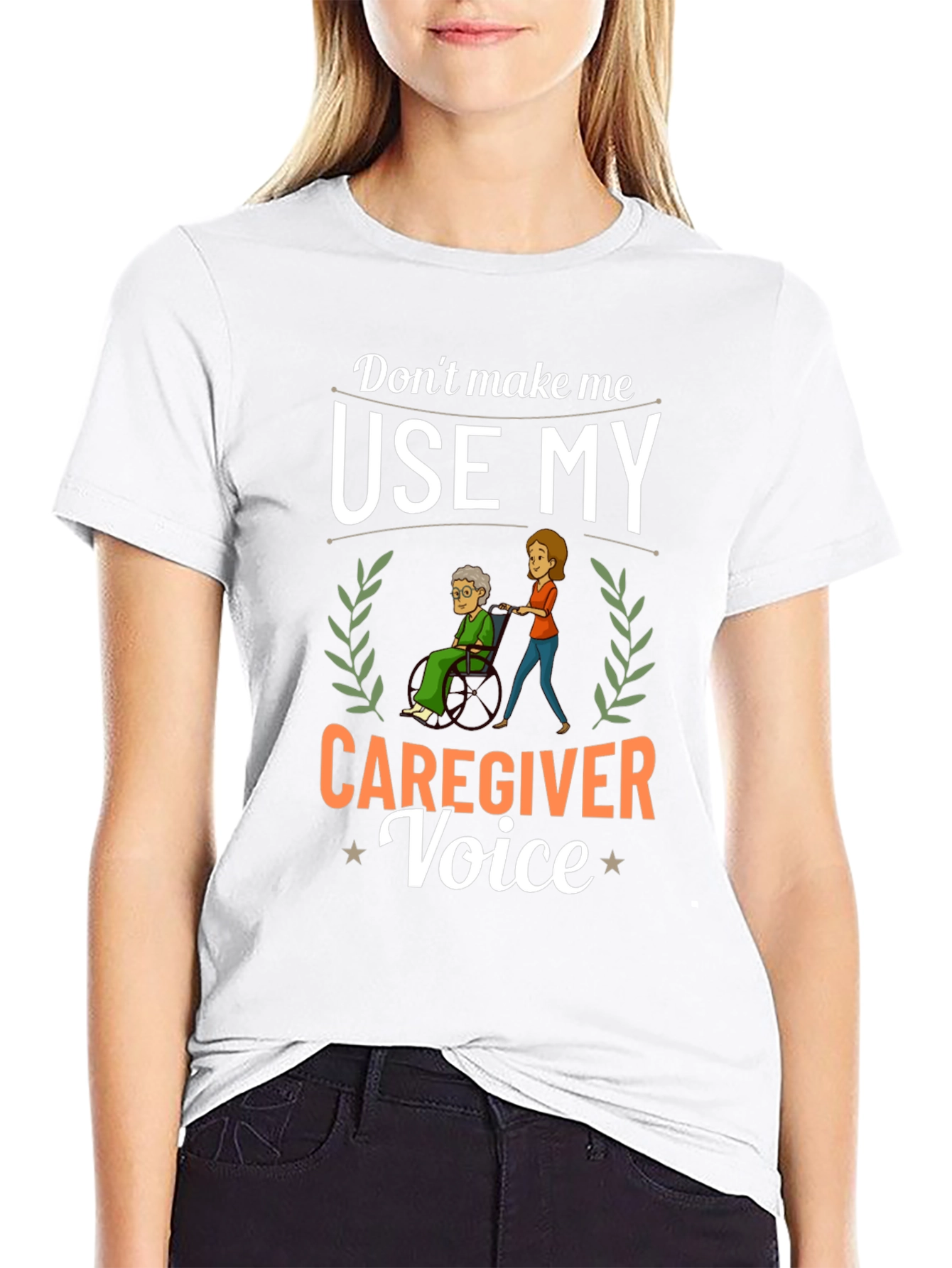 Black Caregiver Voice T-Shirt - Funny Caregiver Gift view 9