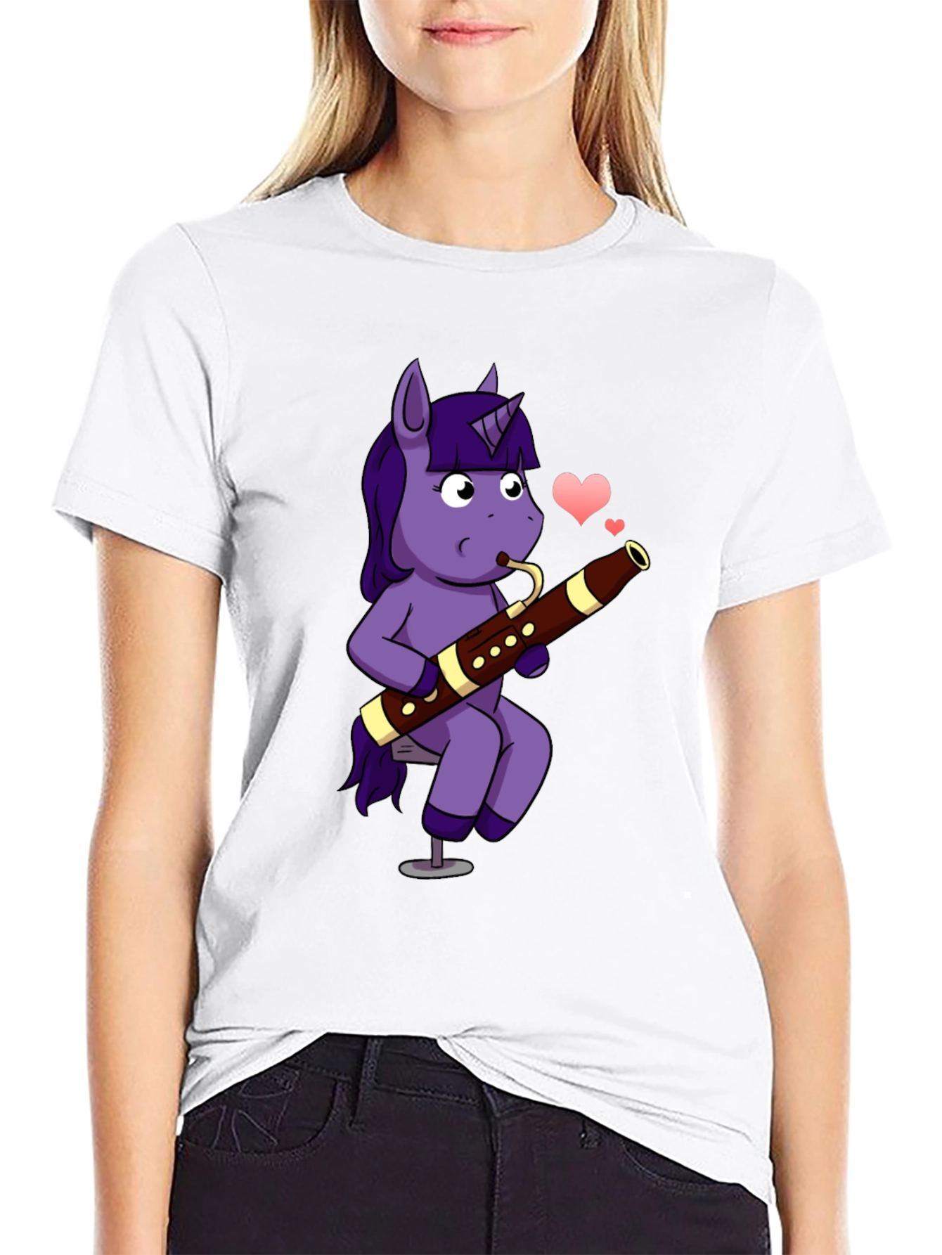 Black Unicorn Bassoon T-Shirt - Musical Cartoon Tee view 9