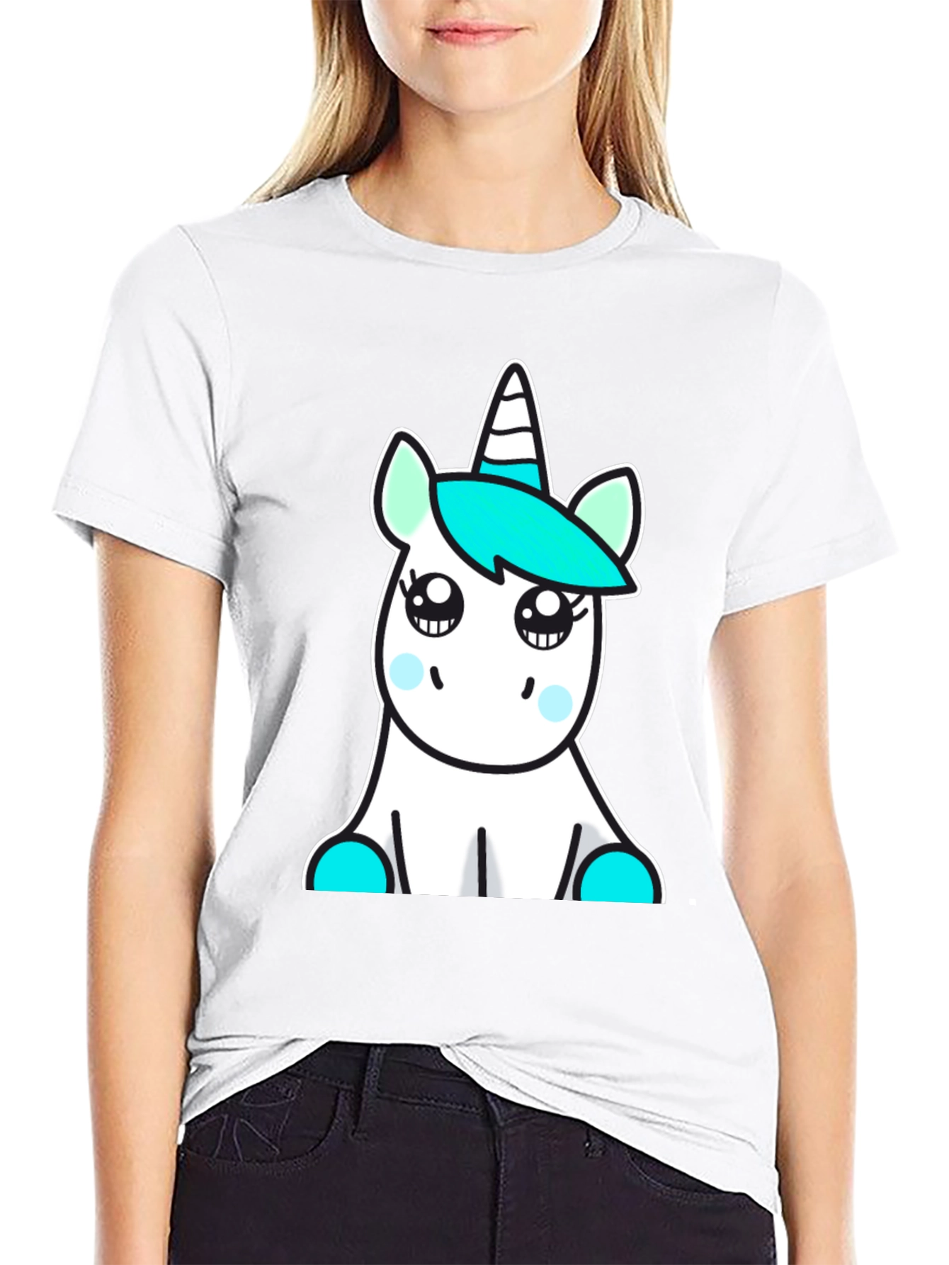 Black Cute Unicorn Graphic Tee - Soft Cotton Blend view 9