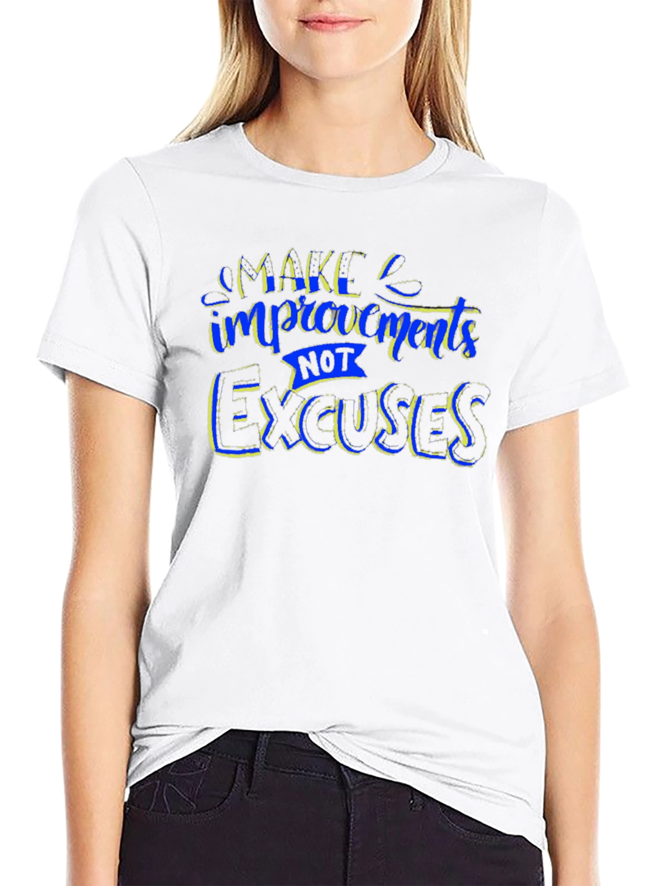 Black Motivational Graphic T-Shirt - Make Improvements view 9