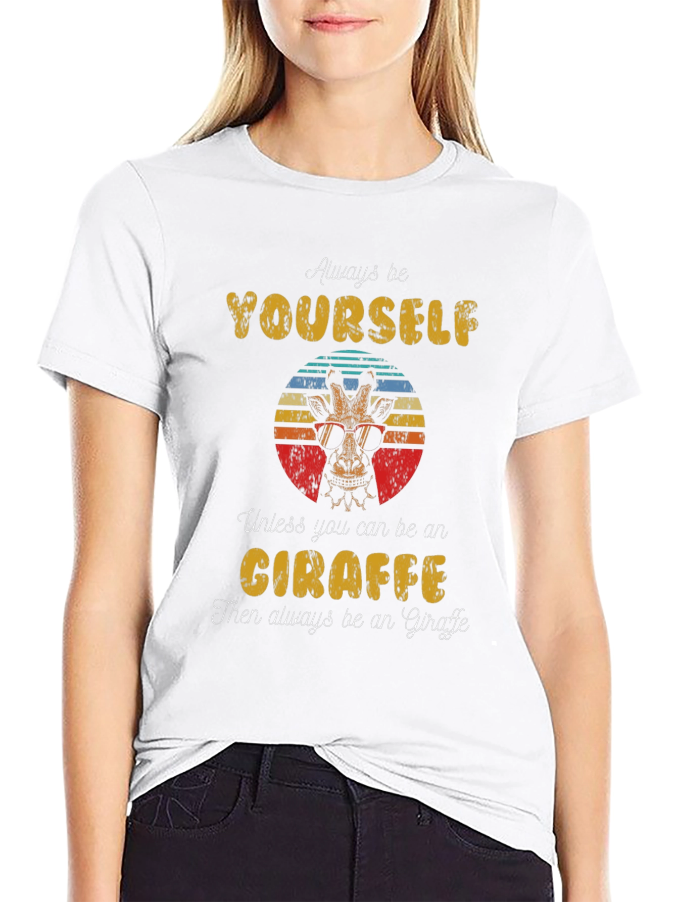 Black Always Be Yourself Giraffe T-Shirt view 9