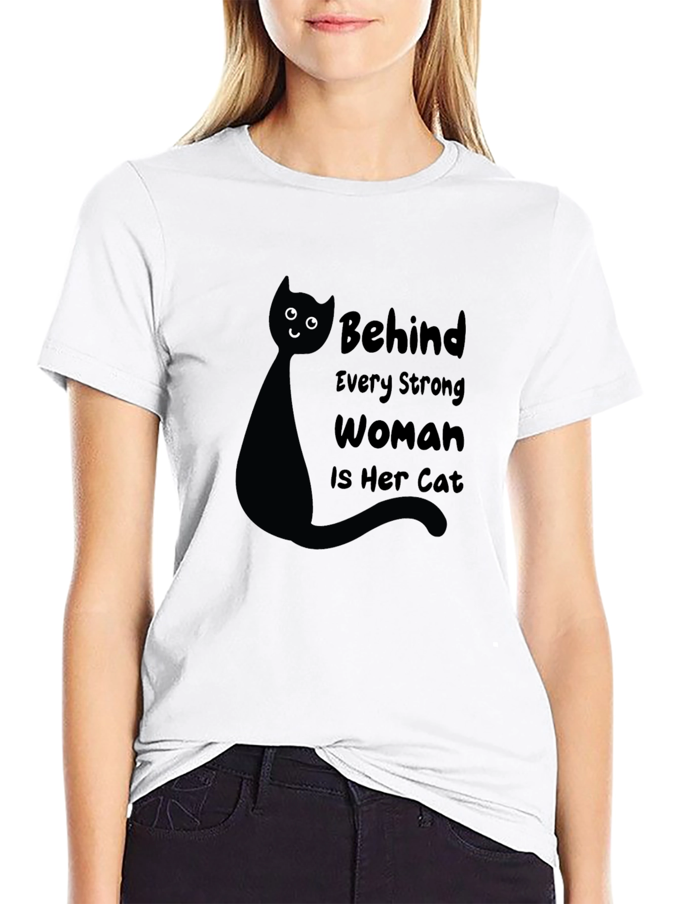 Black Behind Every Strong Woman is Her Cat T-Shirt view 9