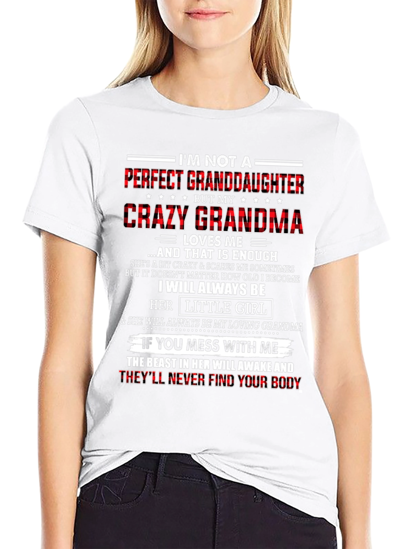 Black Crazy Grandma T-Shirt: Perfect Granddaughter Gift view 9