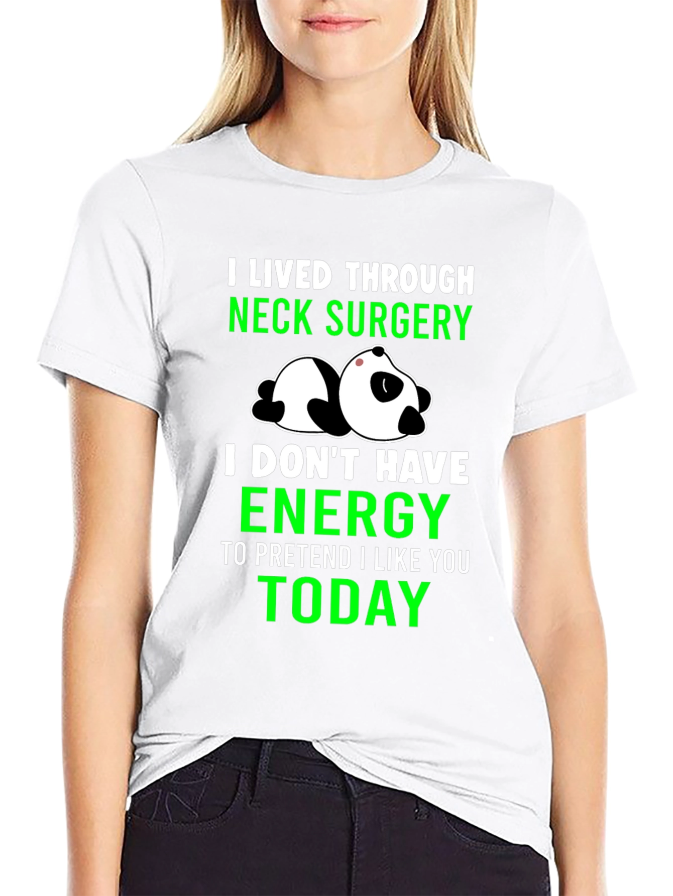 Black Neck Surgery Survivor Panda T-Shirt view 9
