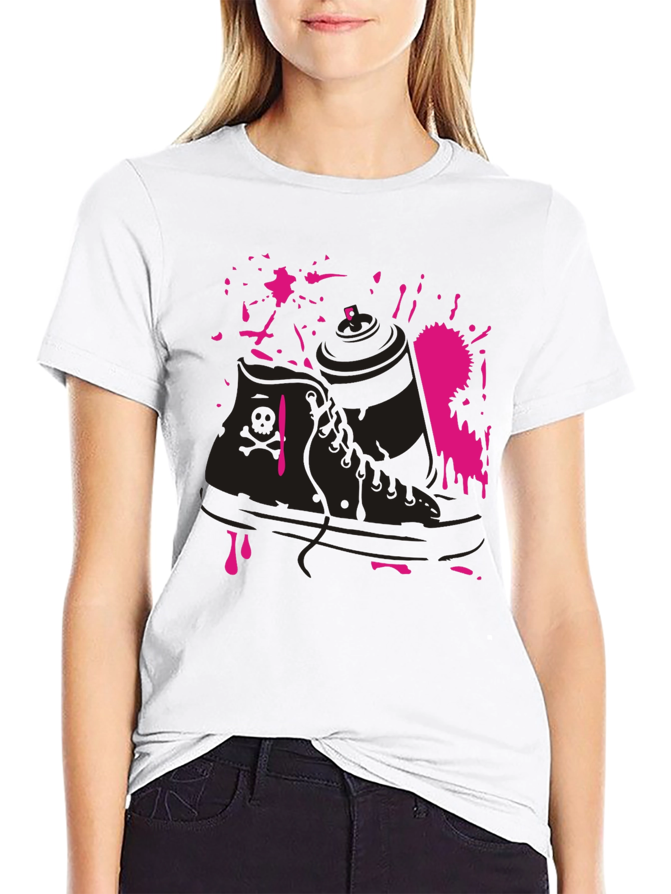 Black Sneaker & Spray Paint Graphic T-Shirt view 9