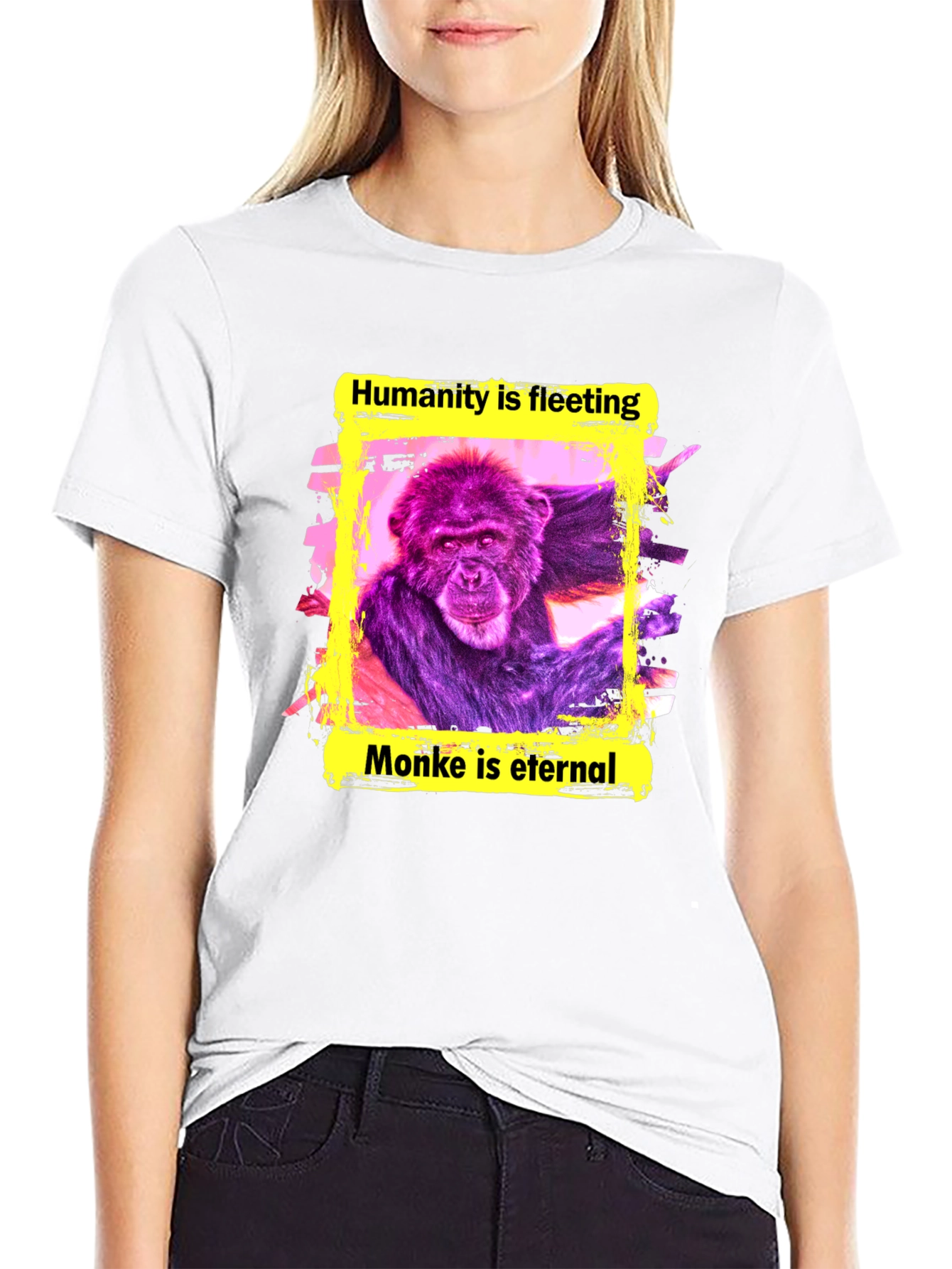 Black Monke is Eternal T-Shirt - Funny Ape Graphic Tee view 9