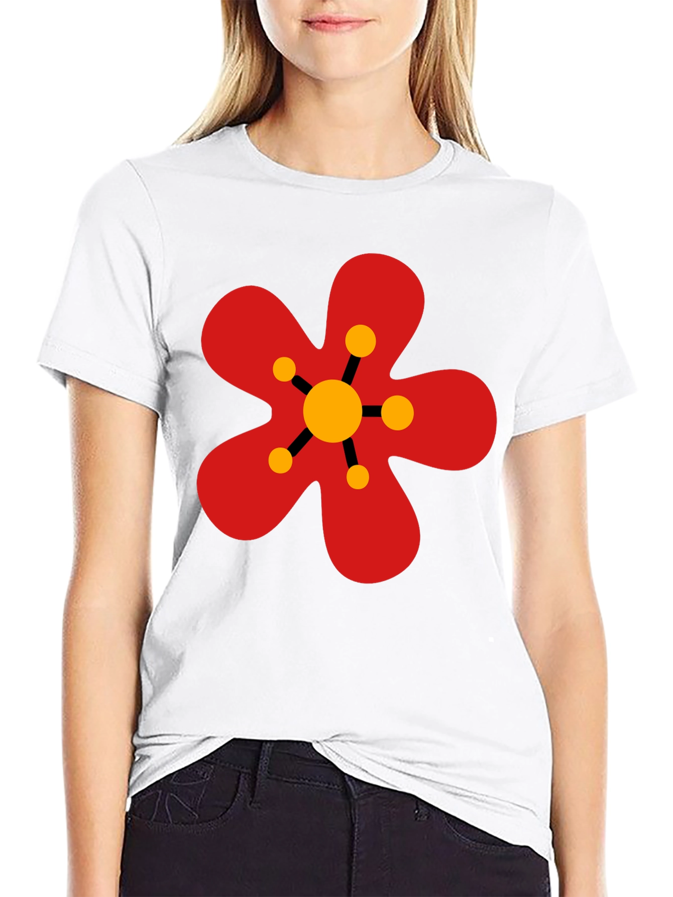 Black Retro Flower Power Graphic Tee - Black view 9
