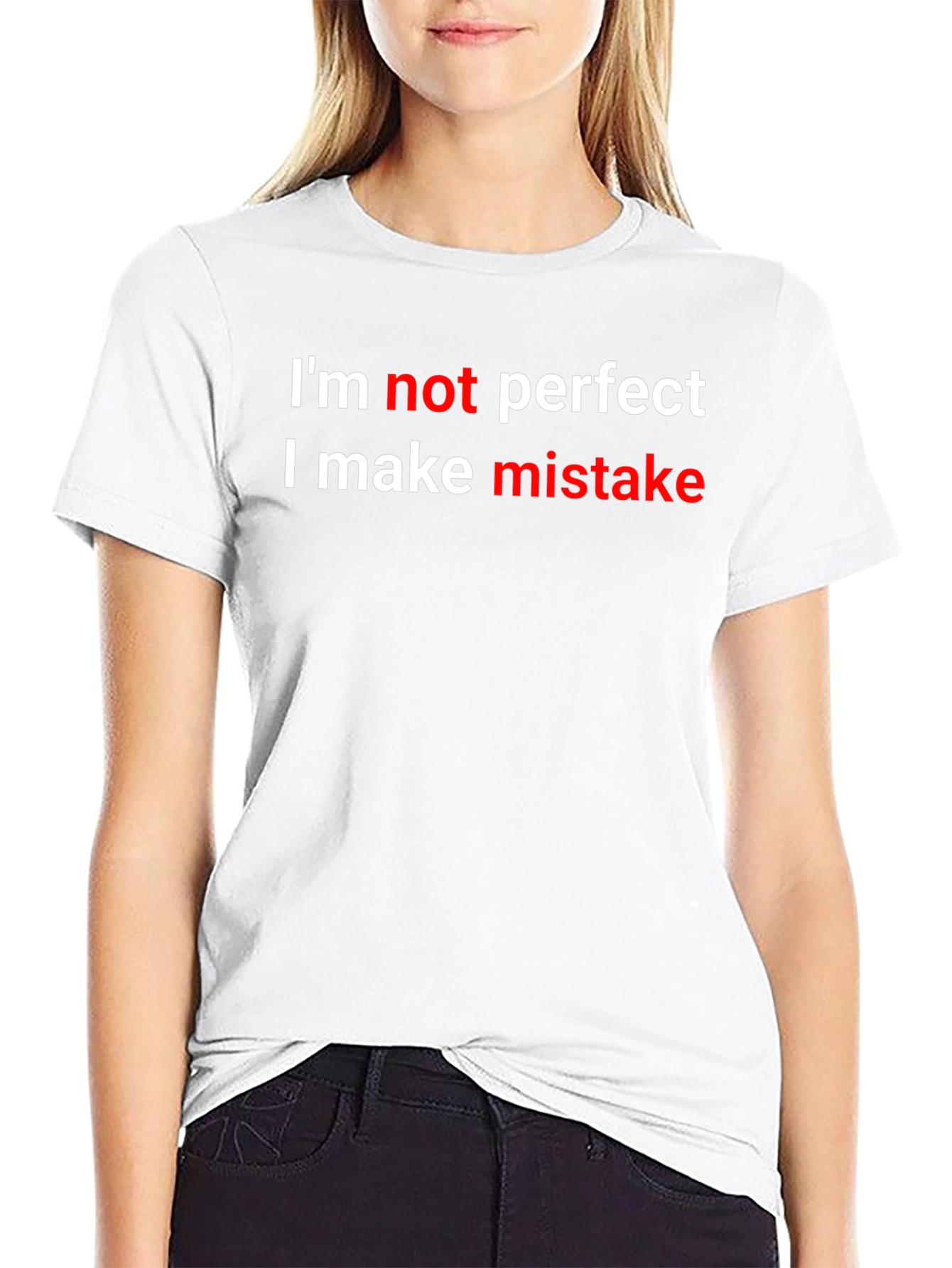 Black Humorous Graphic T-Shirt - I'm Not Perfect Design view 9