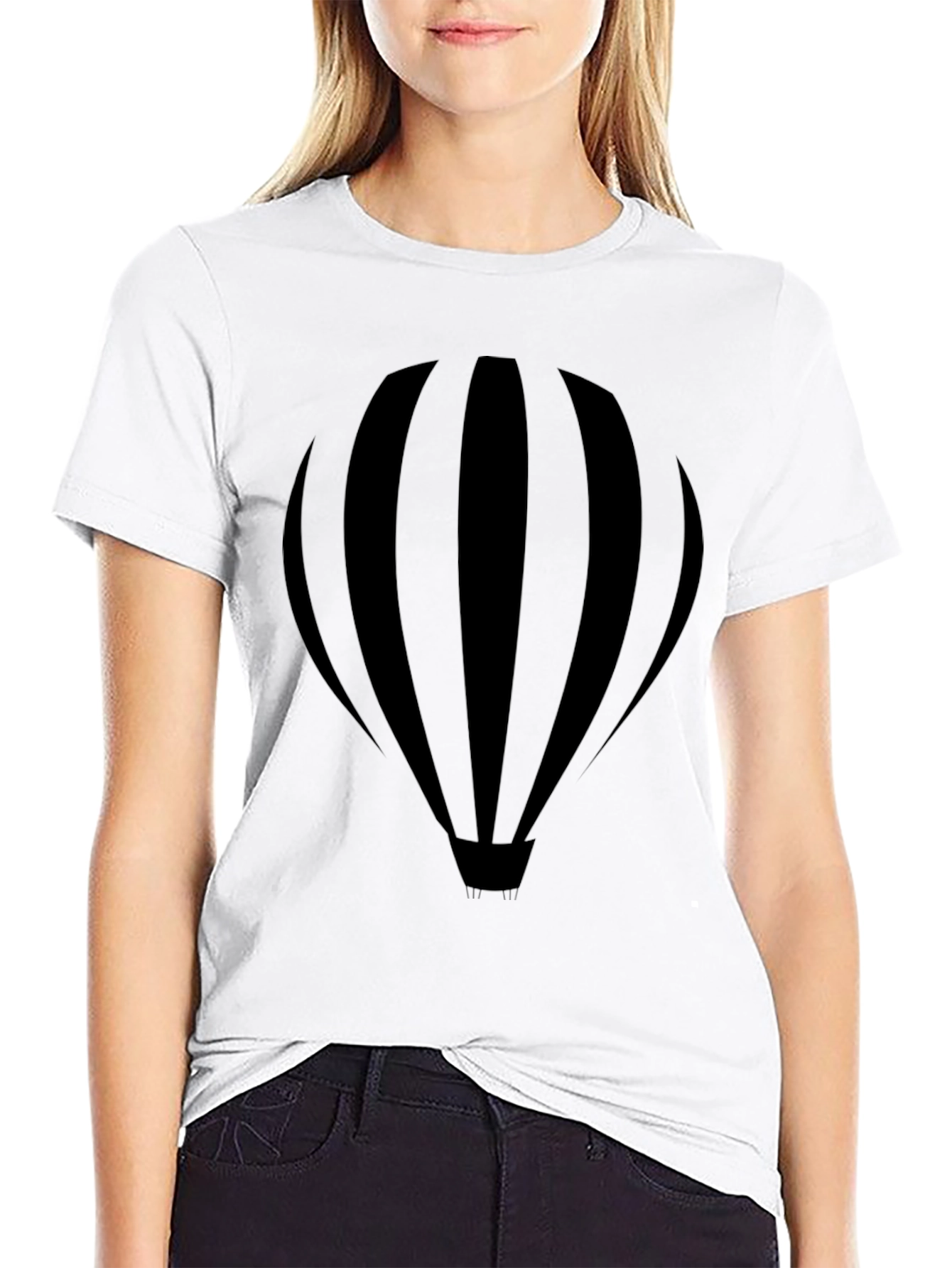 Black Black Hot Air Balloon Graphic Tee for Men view 9