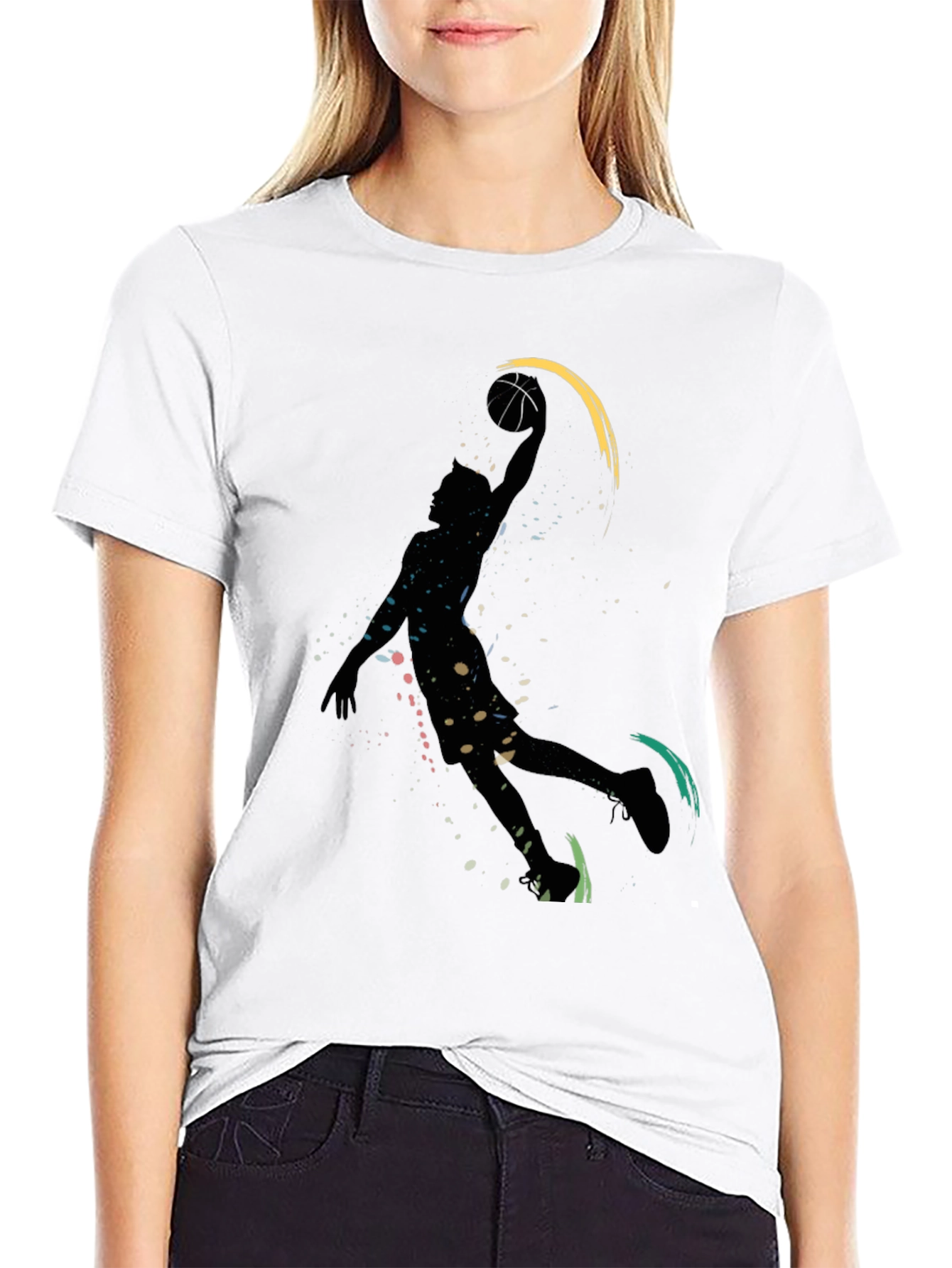 Black Basketball Silhouette Graphic T-Shirt view 9