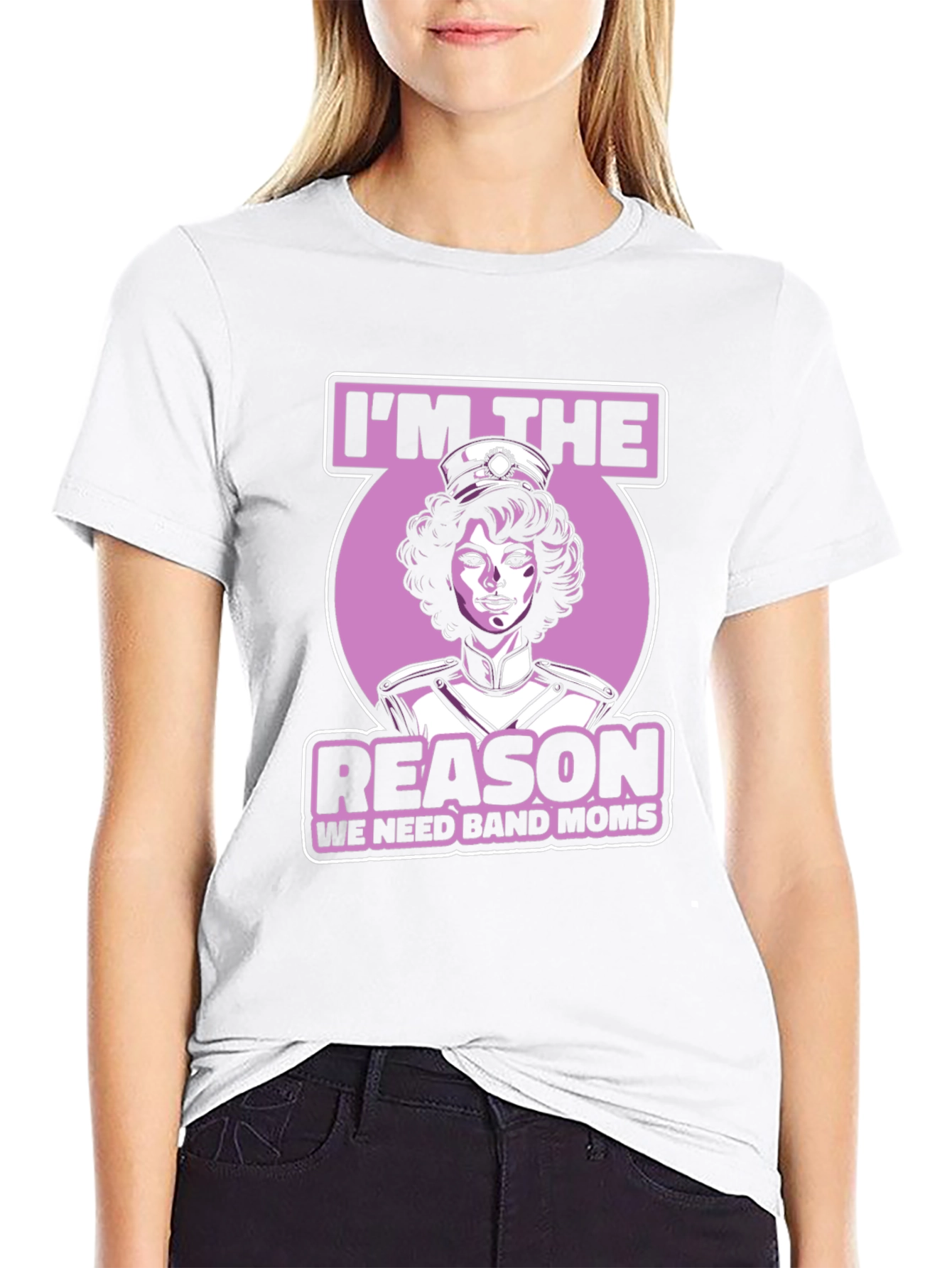 Black Band Mom Graphic T-Shirt - Reason We Need Band Moms view 9