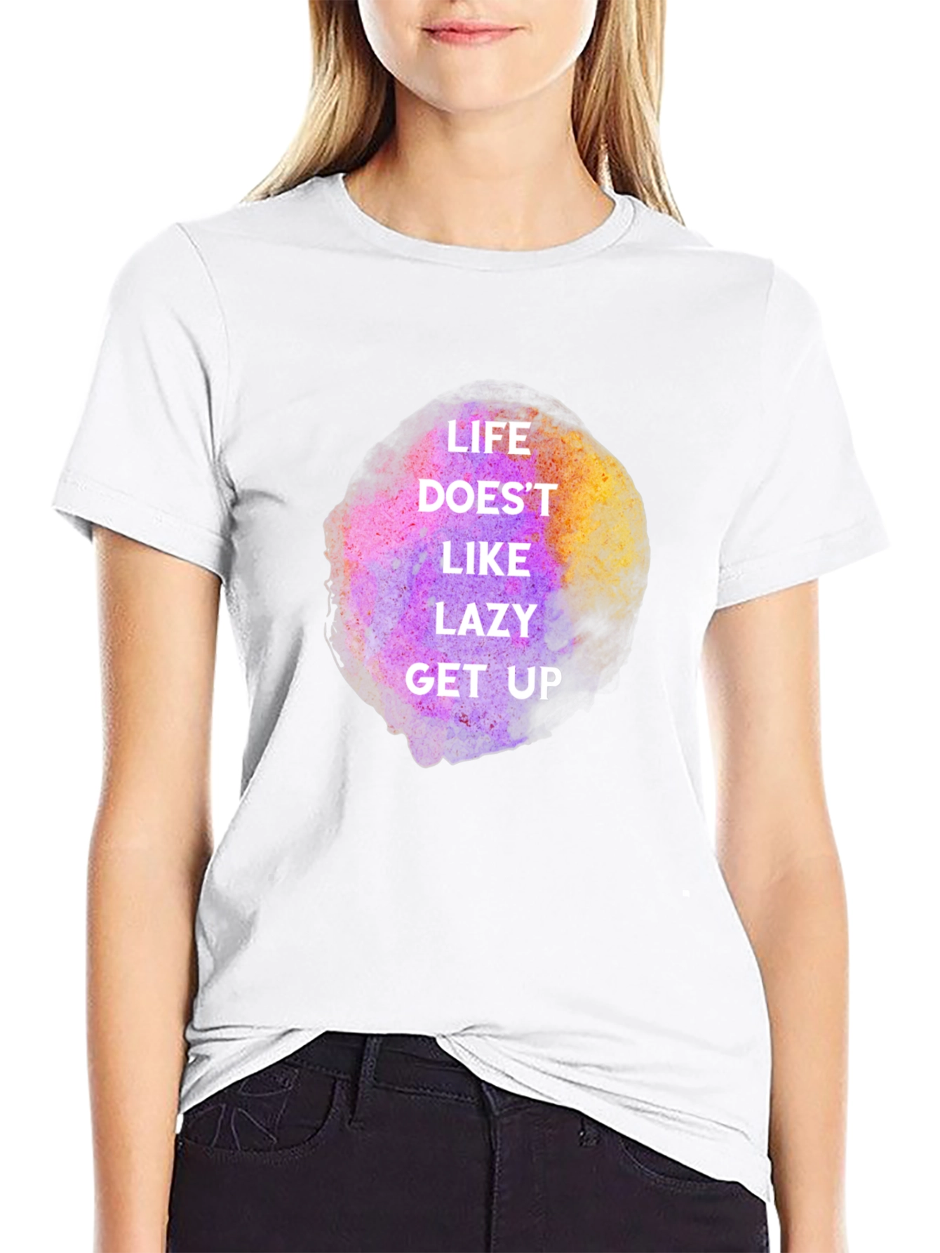 Black Life Doesn't Like Lazy Get Up Graphic Tee - Black view 9