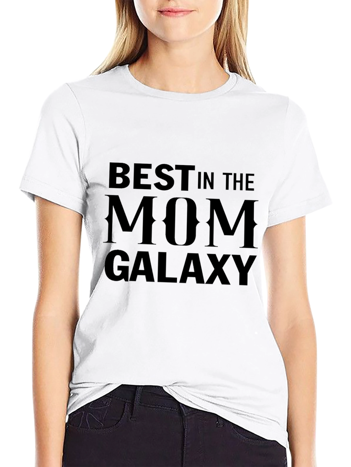 Black Best in the Mom Galaxy Black Graphic T-Shirt view 9