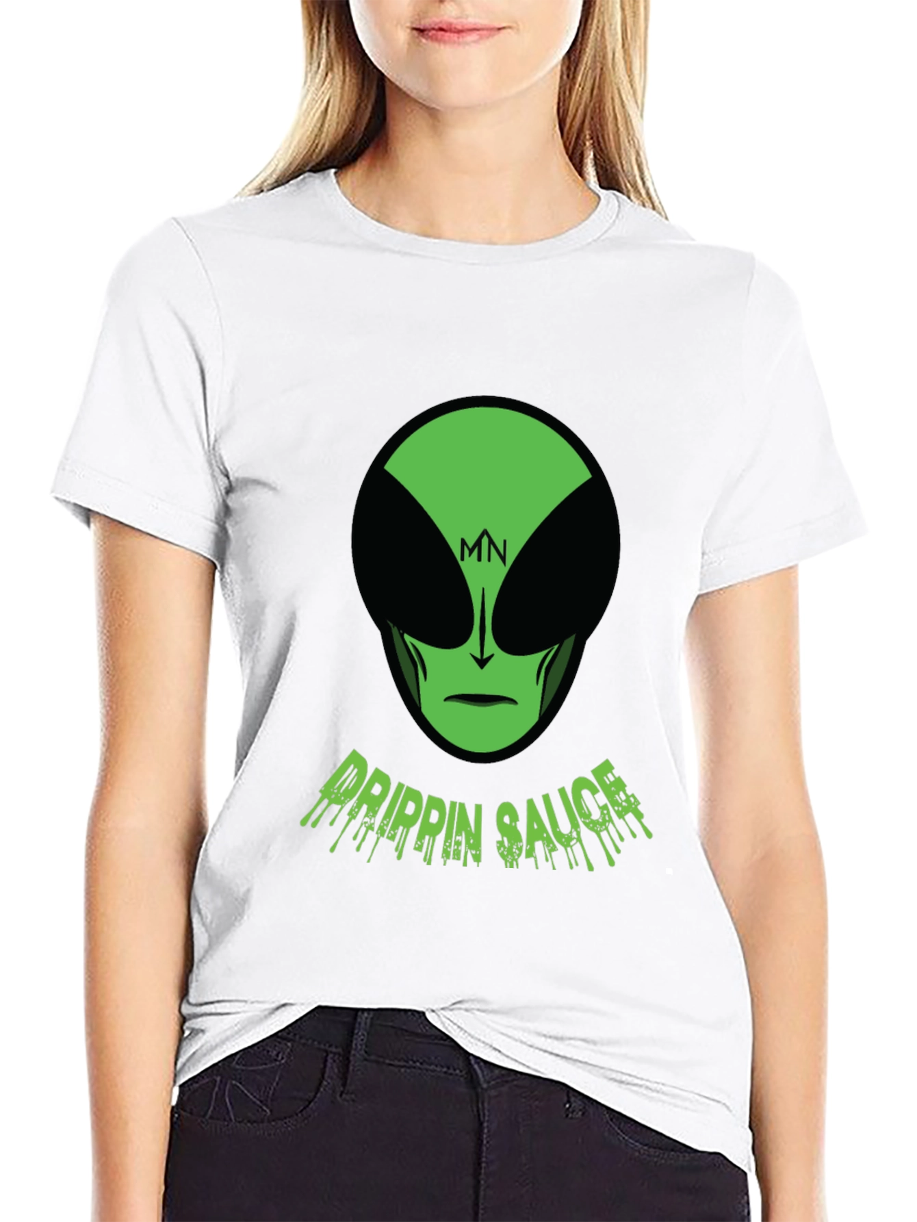 Black Men's Black Drippin' Sauce Alien Graphic Tee view 9