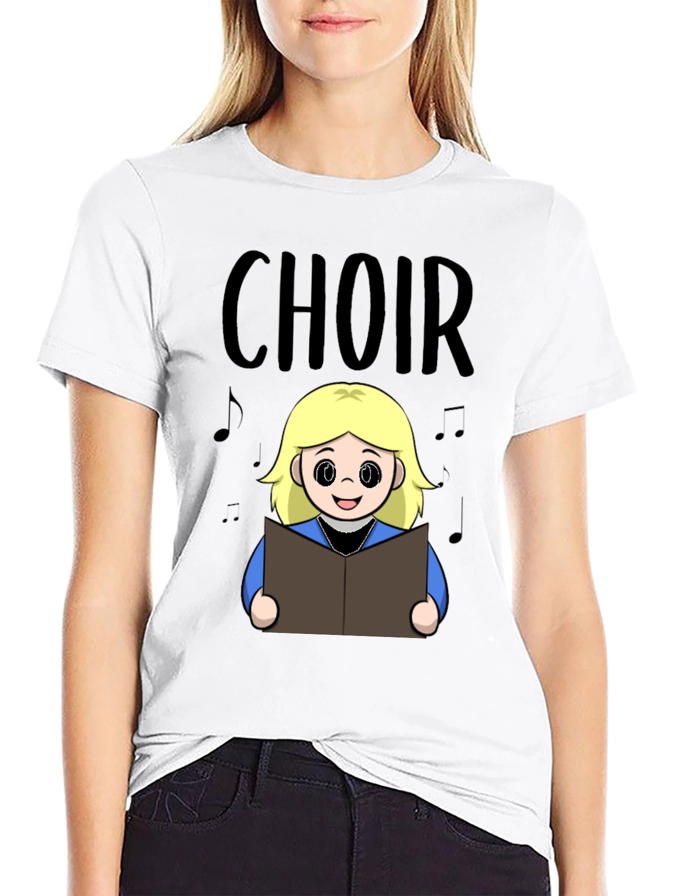 Black Choir Girl Cartoon T-Shirt view 9