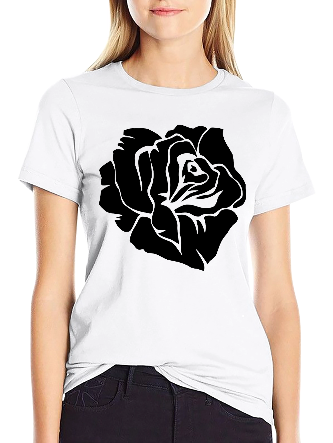 Black Black Rose Graphic Tee - Modern Style view 9