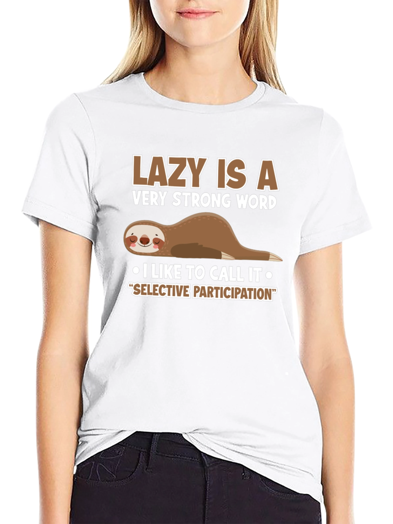 Lazy Sloth Graphic T-Shirt - Selective Participation - 9