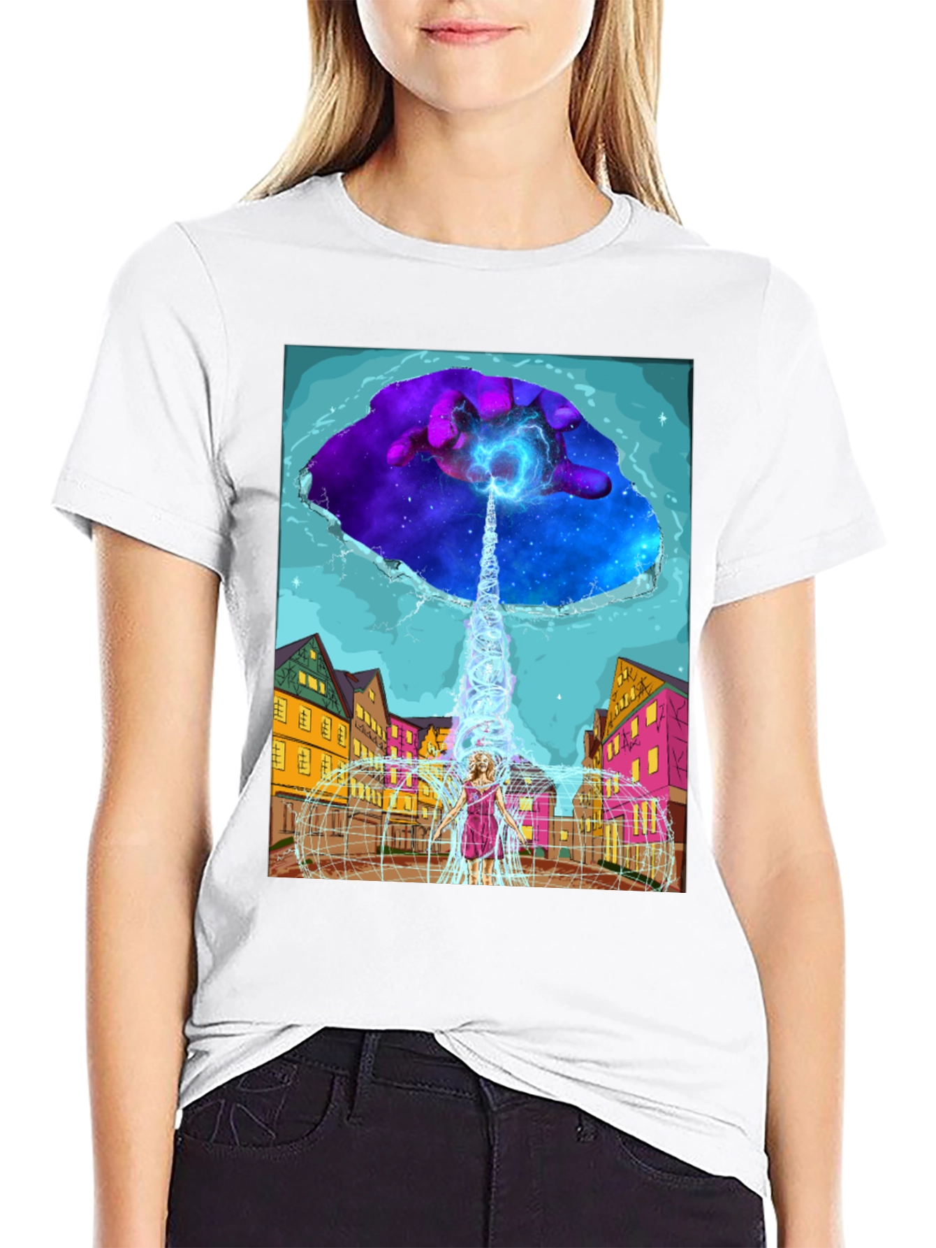 Black Cosmic Portal T-Shirt - Unique Graphic Tee view 9